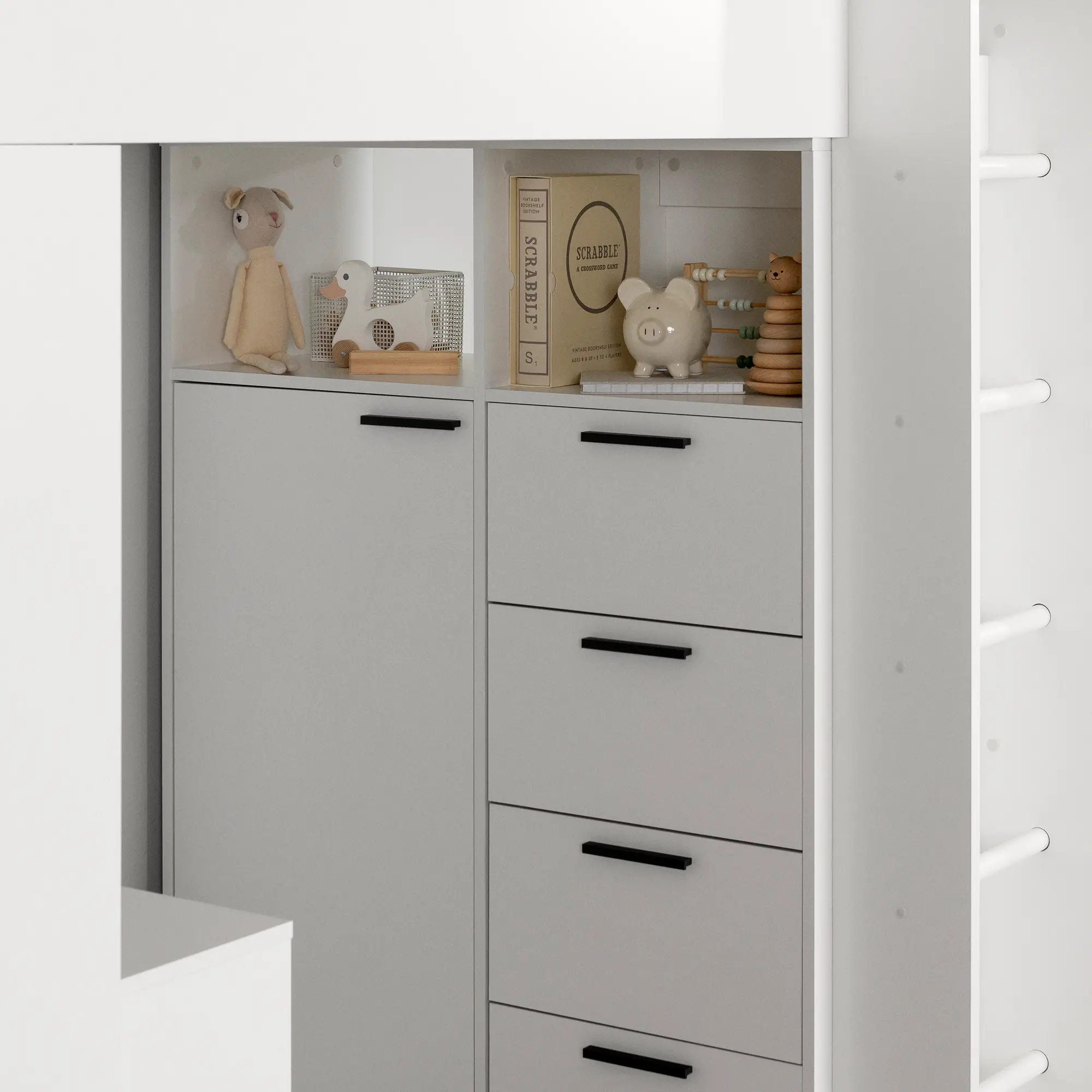 13454 Logik White Twin Loft Bed with Desk-5