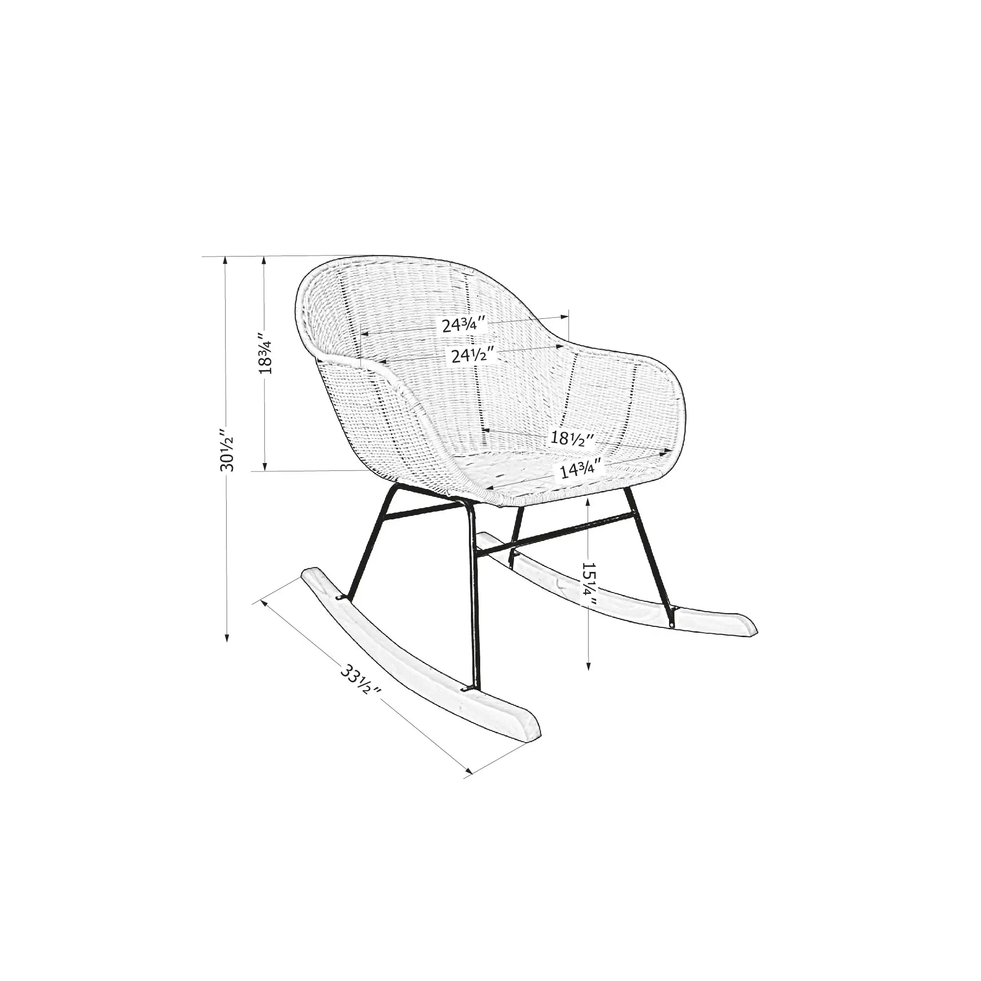 14524 Balka Black Rattan Rocking Chair-7