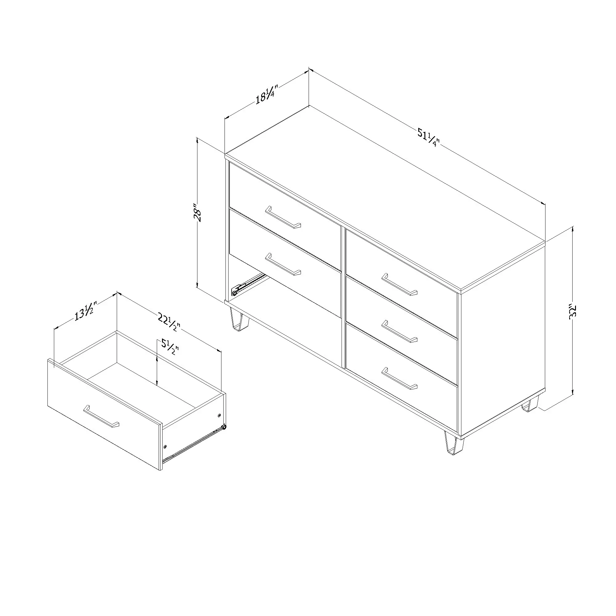 15371 Arlen White Pine 6-Drawer Dresser-7