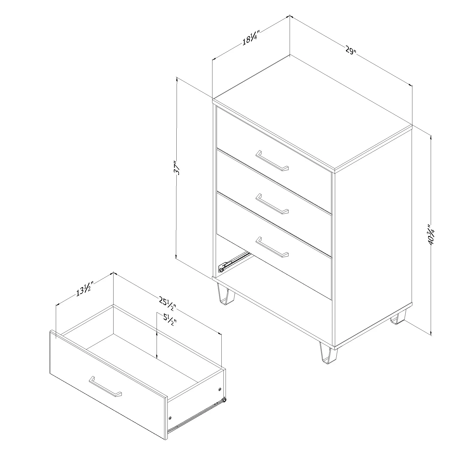 15372 Arlen 4-Drawer Chest, White Pine and Black Matte-5