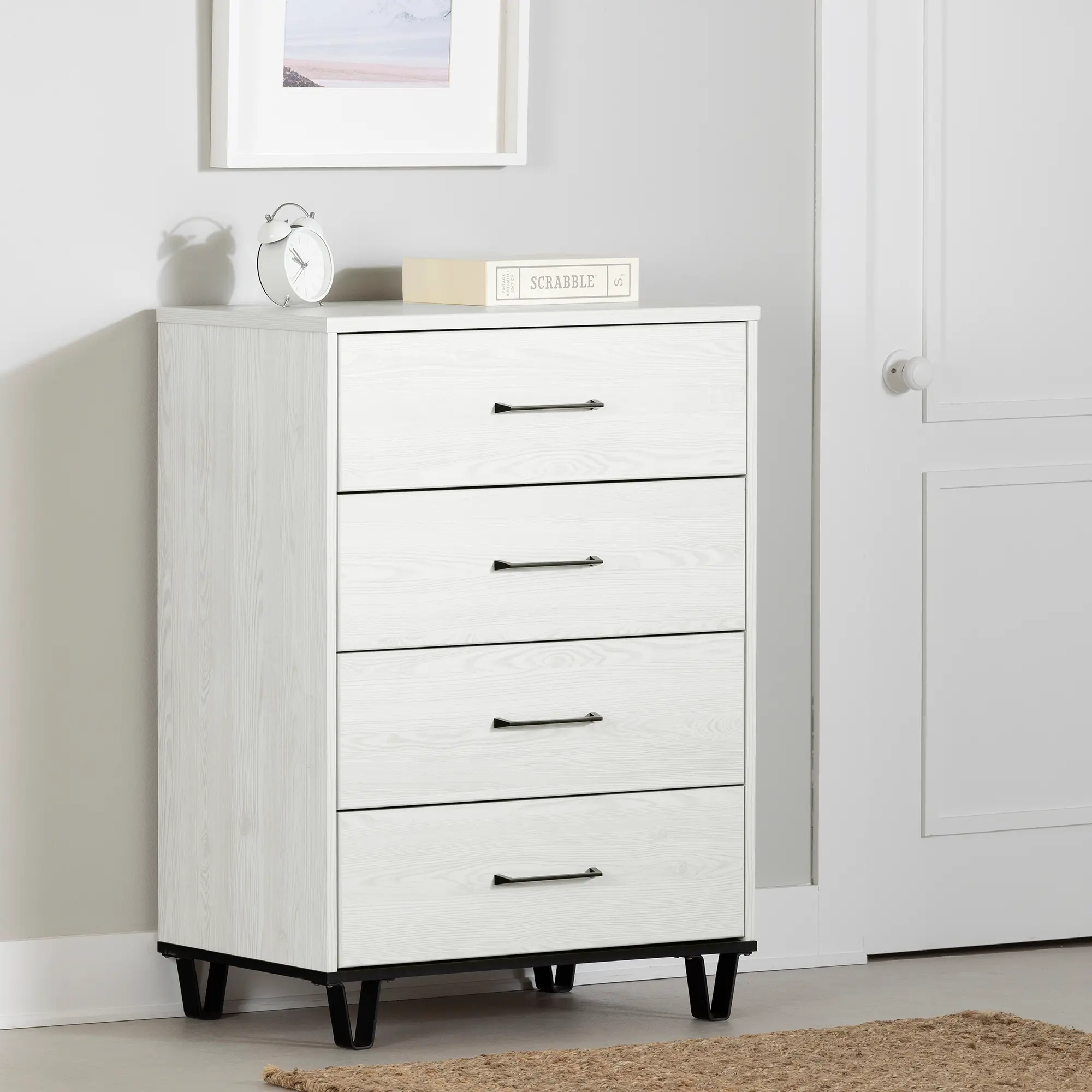 15372 Arlen 4-Drawer Chest, White Pine and Black Matte-6