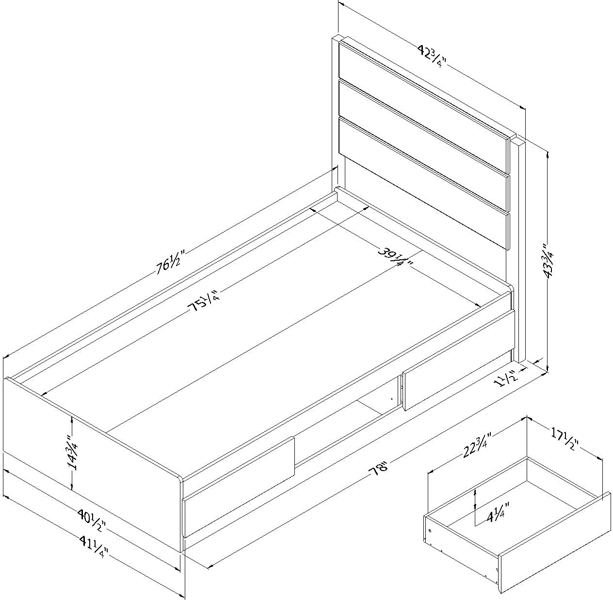 15380 Arlen White Pine Twin Storage Bed and Headboard Set-6