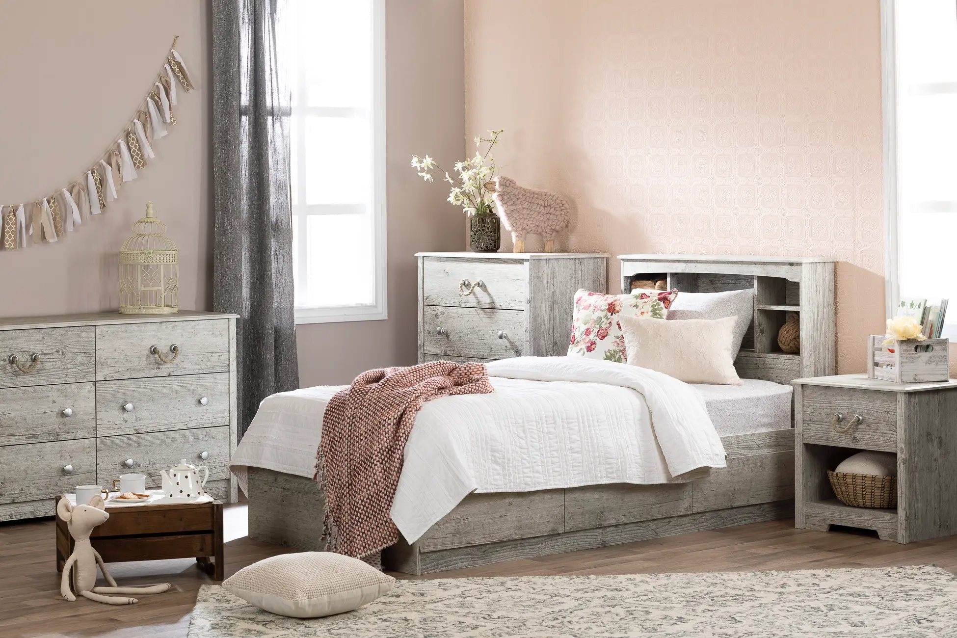 15471 Aviron Twin Bed and Headboard Set, Seaside Pine-4