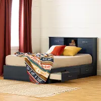 15477 Ulysses Blue Storage Full Bed and Headboard Set