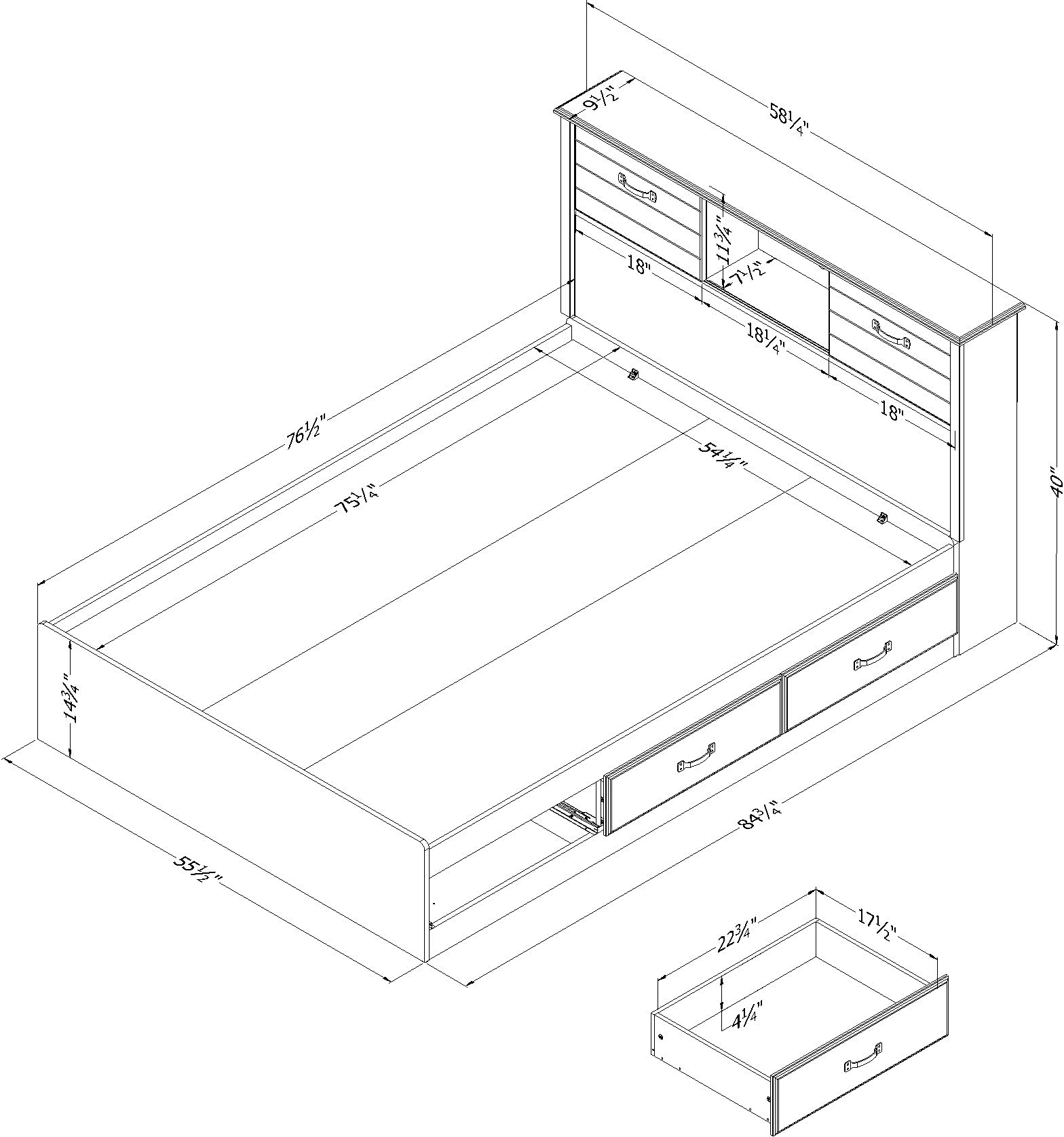 15477 Ulysses Blue Storage Full Bed and Headboard Set-7