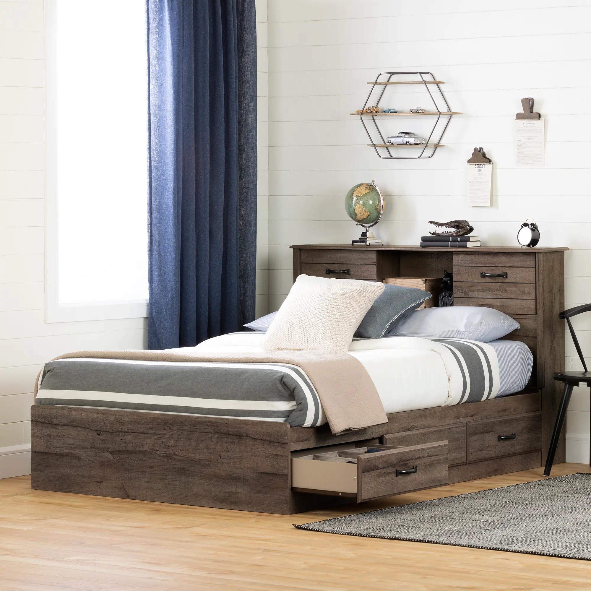 15478 Ulysses Fall Oak Storage Full Bed and Headboard Set-2