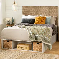 15484 Avilla Queen Storage Bed with Rattan Headboard