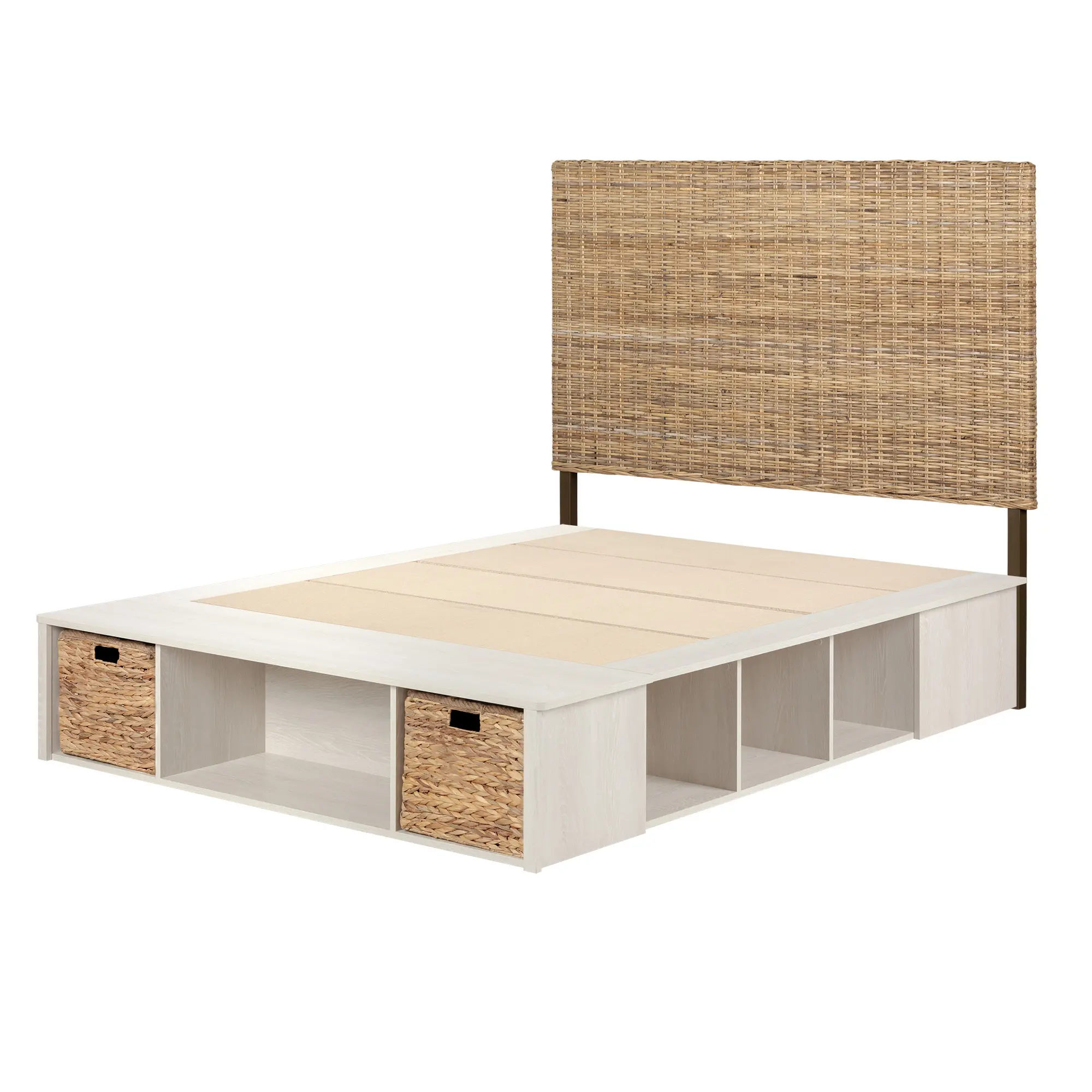15484 Avilla Queen Storage Bed with Rattan Headboard-1
