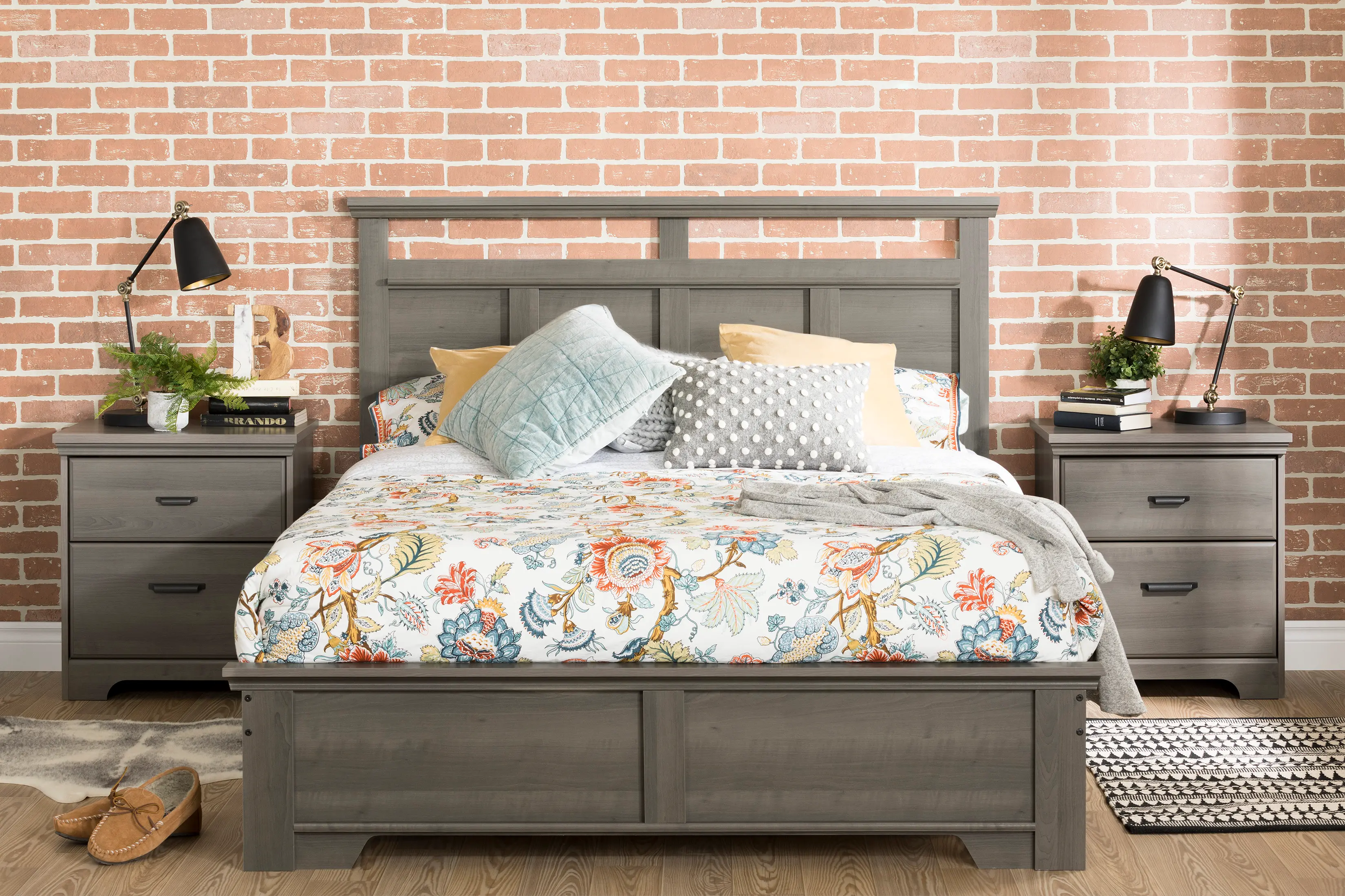 15491 Versa Gray Maple Queen Bed and Headboard Set-2