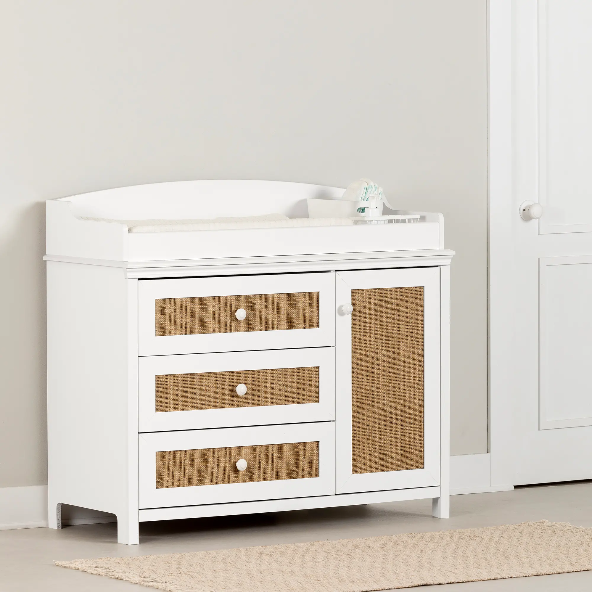 14743 Cotton Candy Rattan and White Changing Table-2