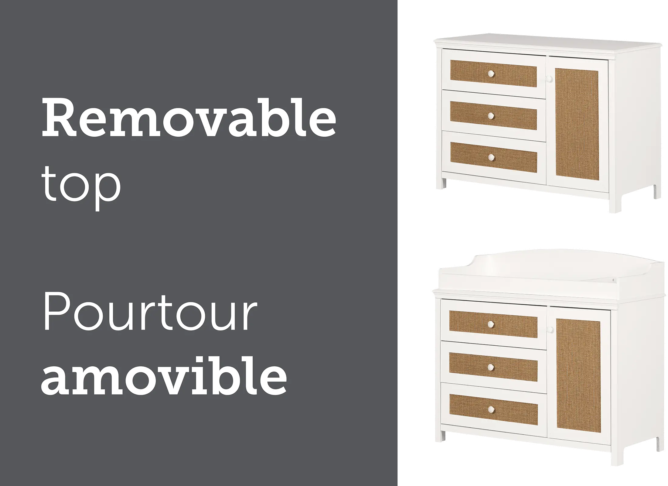 14743 Cotton Candy Rattan and White Changing Table-12
