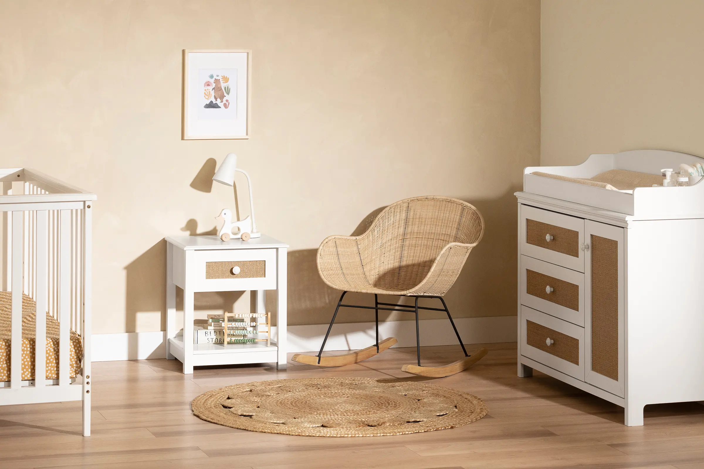 14743 Cotton Candy Rattan and White Changing Table-3