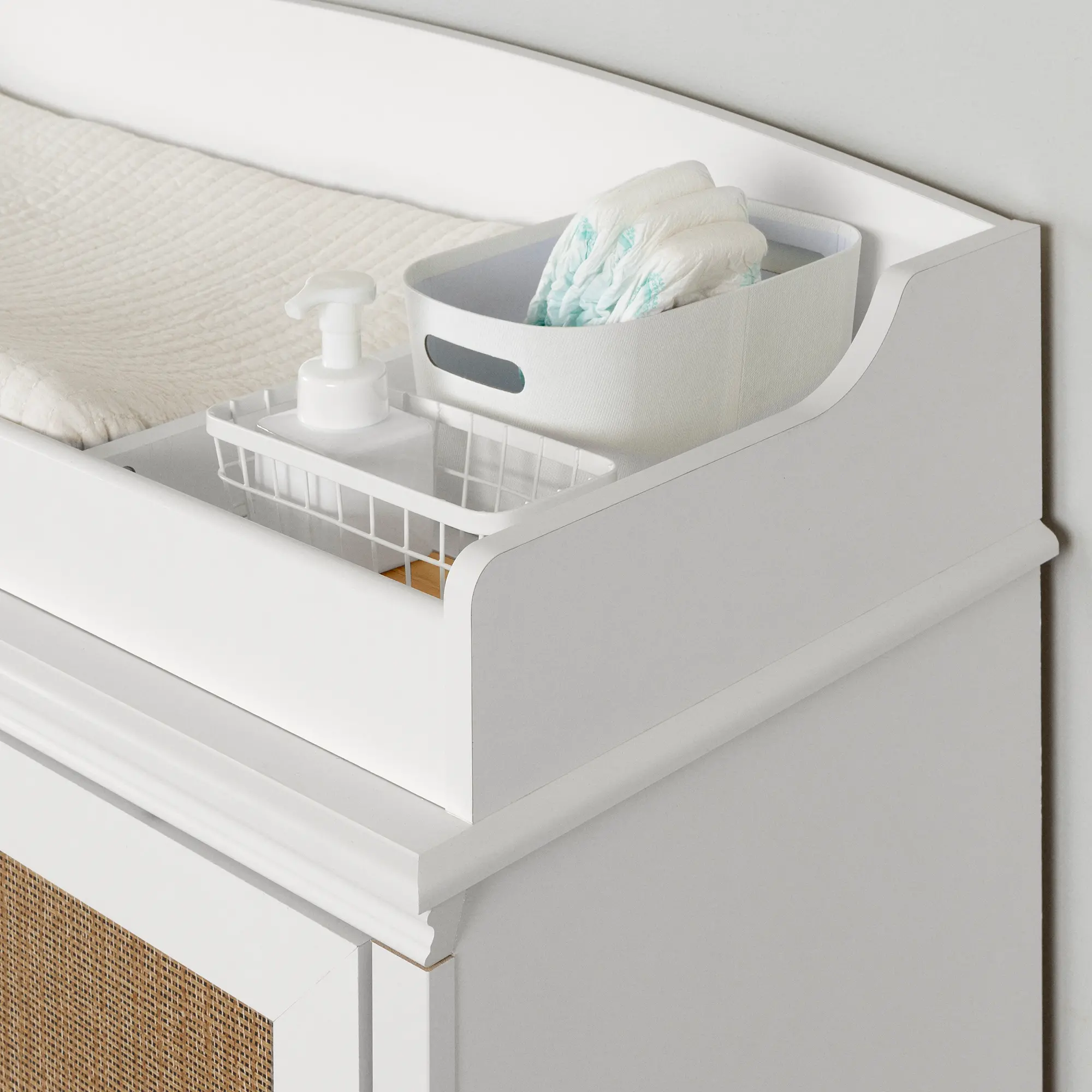 14743 Cotton Candy Rattan and White Changing Table-5