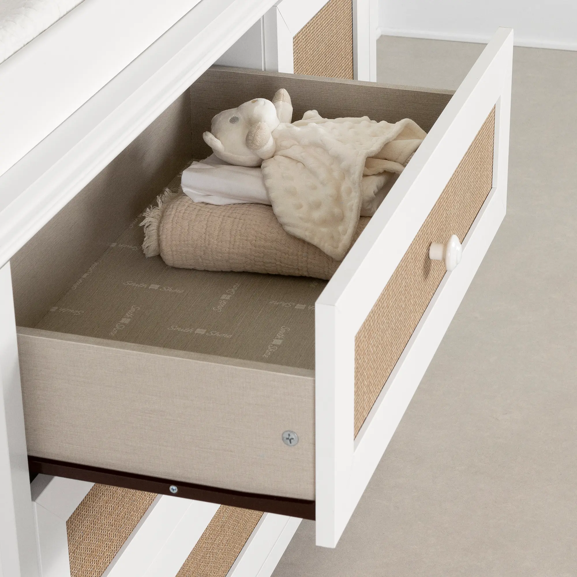 14743 Cotton Candy Rattan and White Changing Table-6
