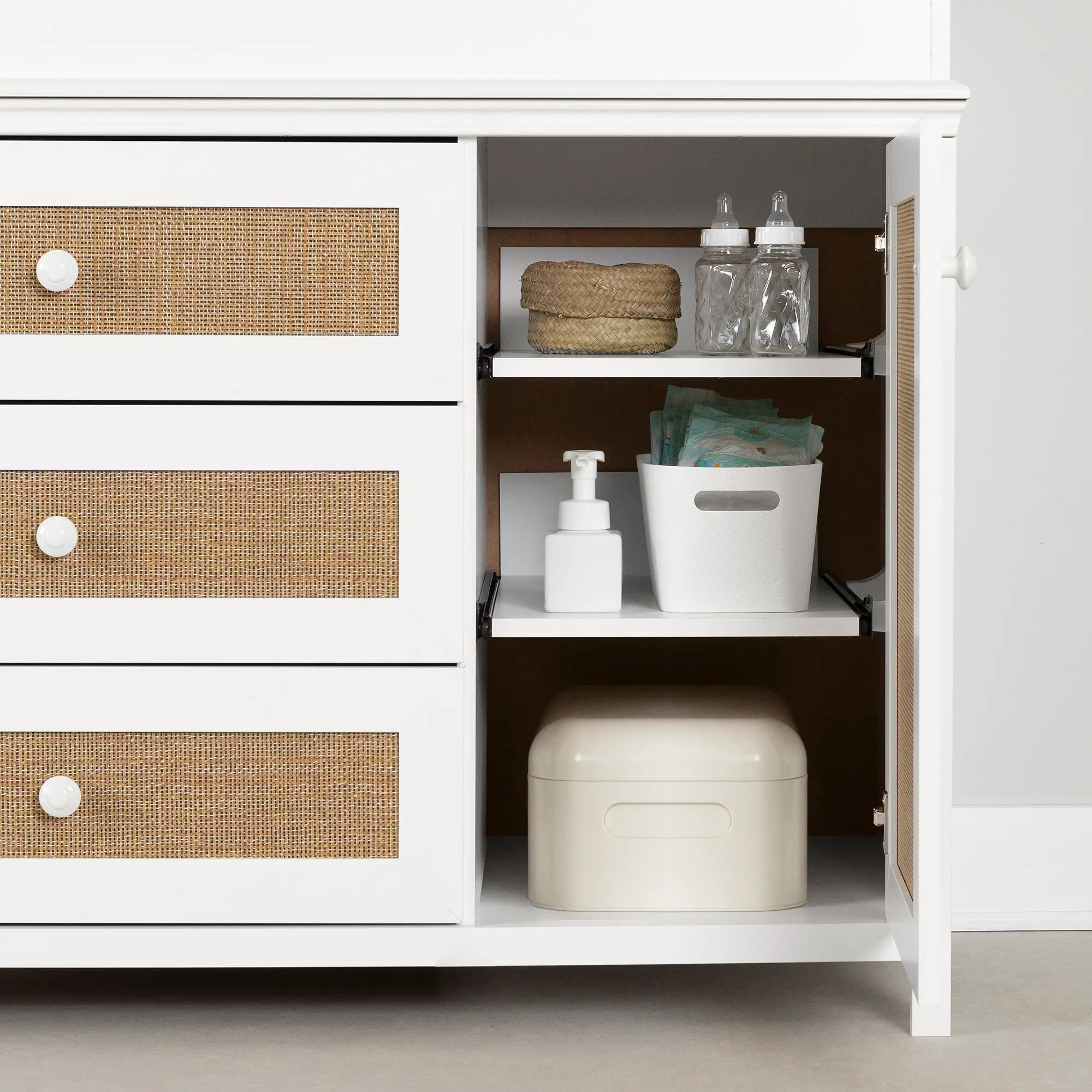14743 Cotton Candy Rattan and White Changing Table-7