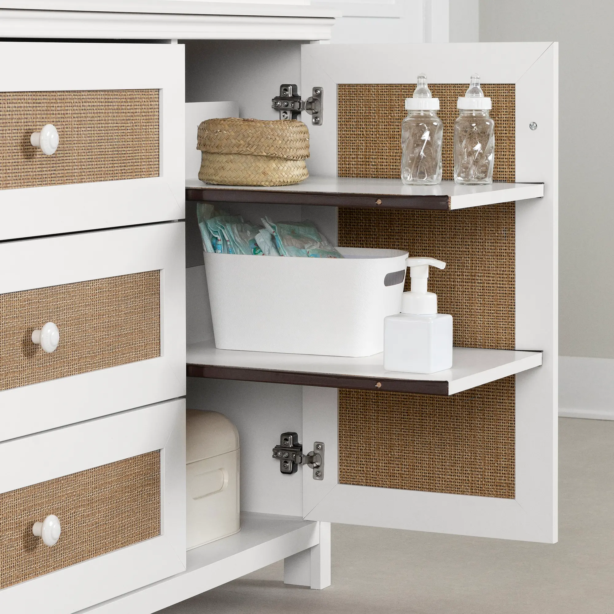14743 Cotton Candy Rattan and White Changing Table-8