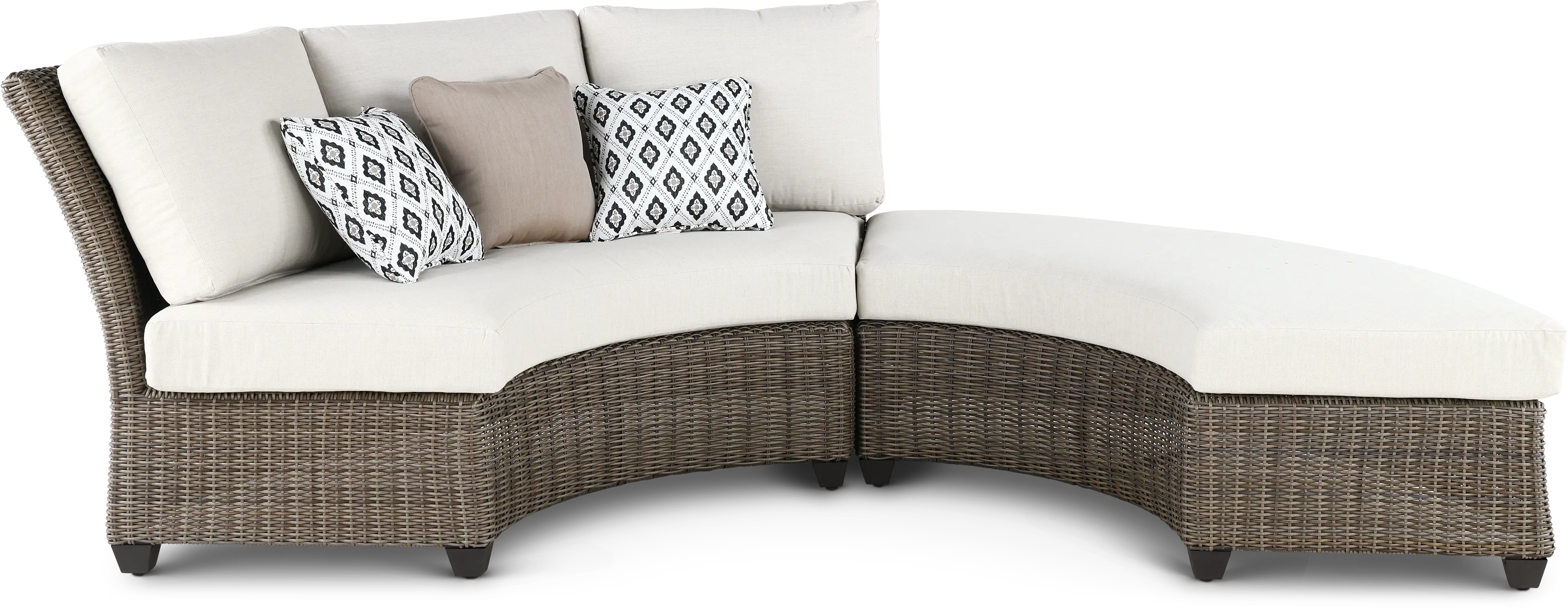 KIT/AGY075/BNCH+BACK Havana Brown and Off White Curved Patio Sofa-4