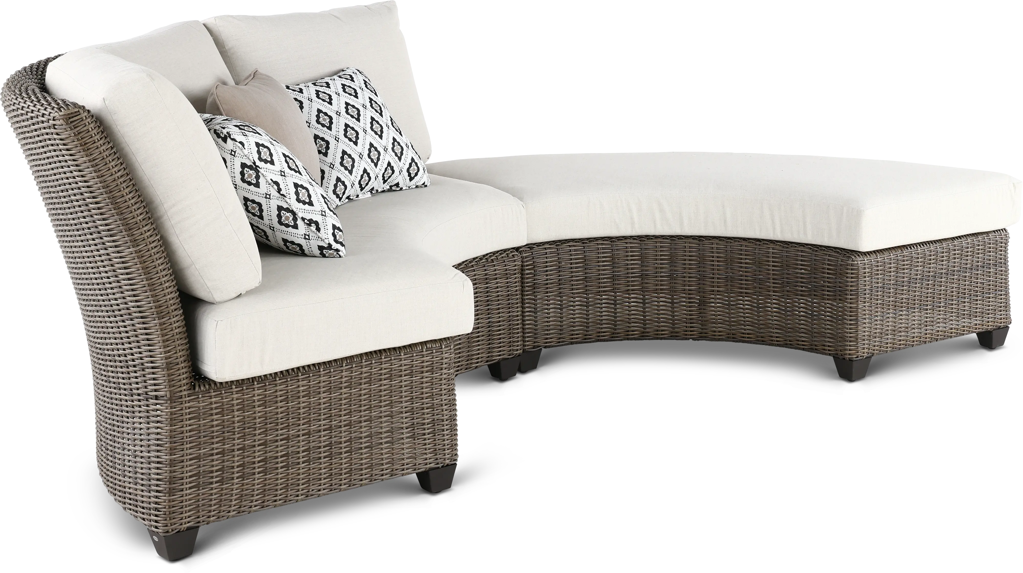 KIT/AGY075/BNCH+BACK Havana Brown and Off White Curved Patio Sofa-6