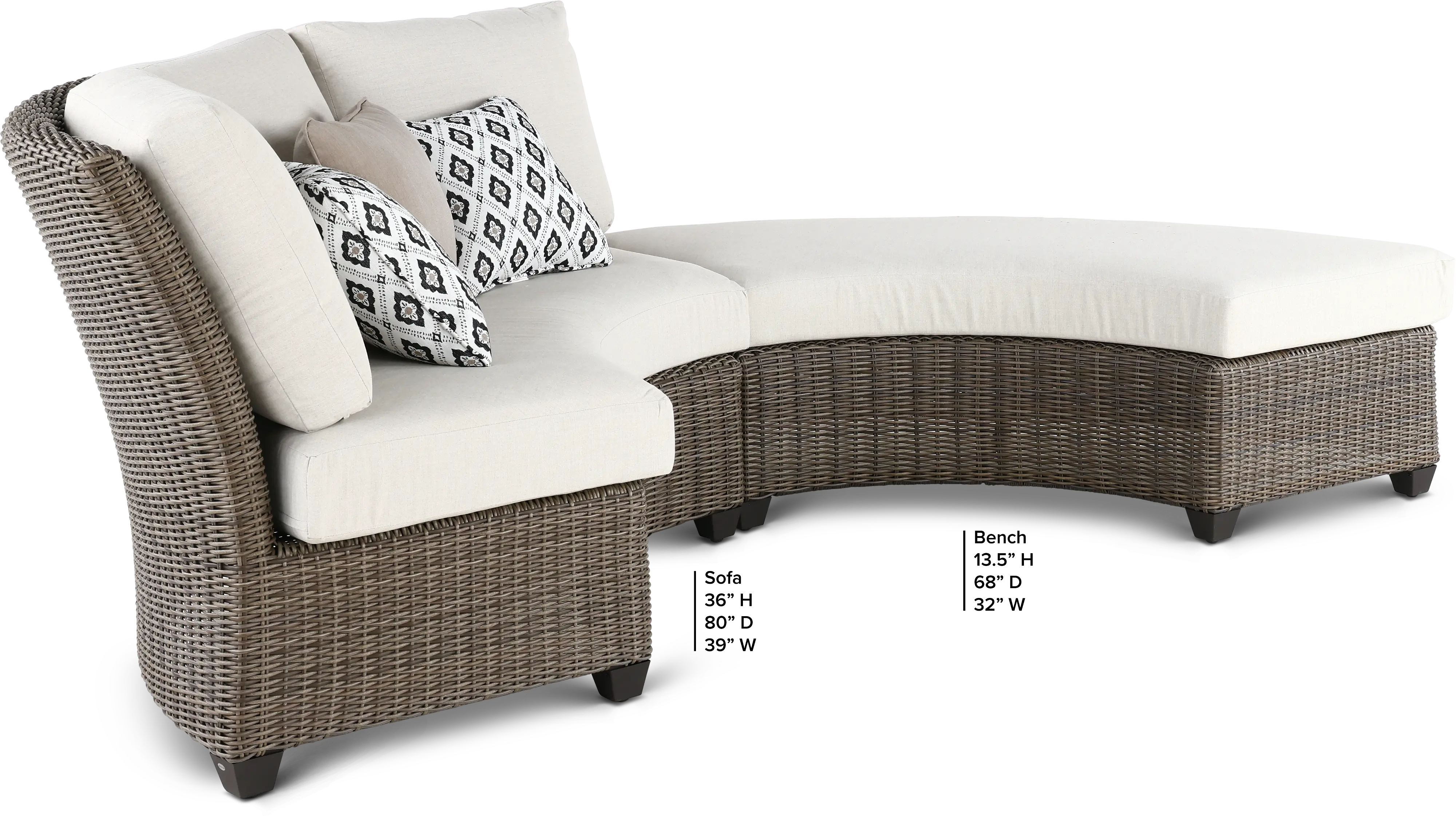 KIT/AGY075/BNCH+BACK Havana Brown and Off White Curved Patio Sofa-7