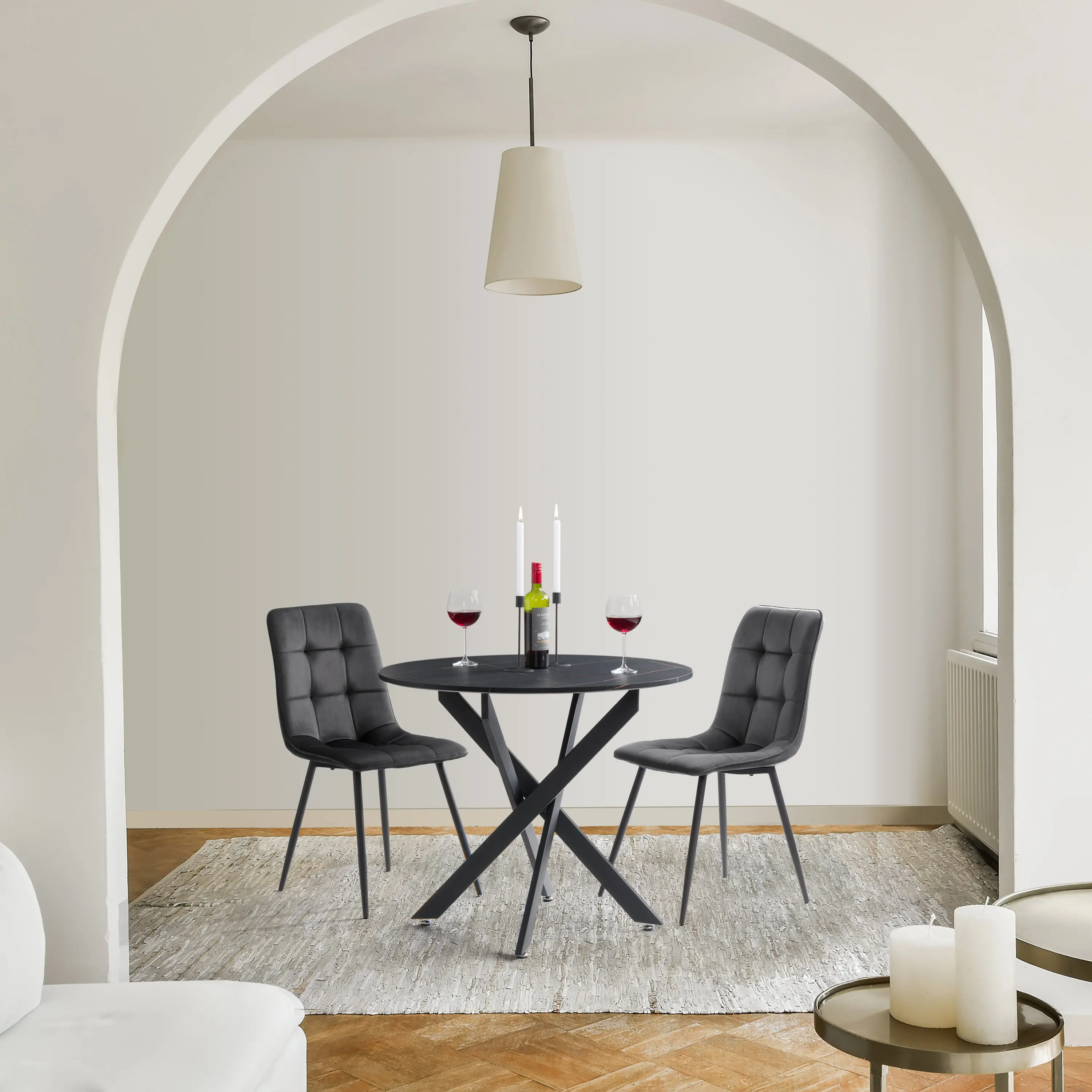 Nash Dark Gray Velvet Side Chair, Set of 2-2