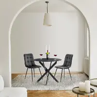 Nash Dark Gray Velvet Side Chair, Set of 2