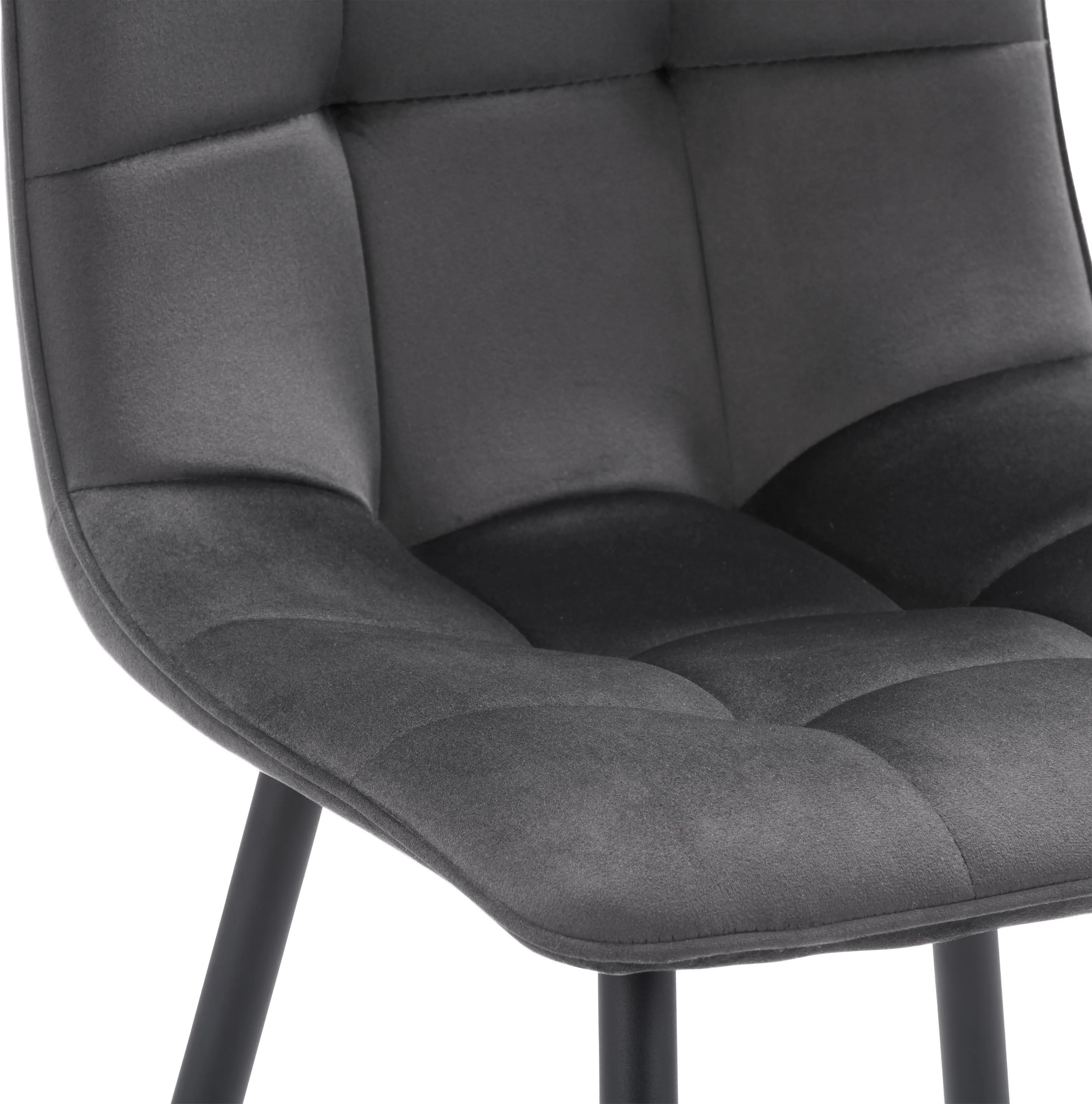 Nash Dark Gray Velvet Side Chair, Set of 2-7