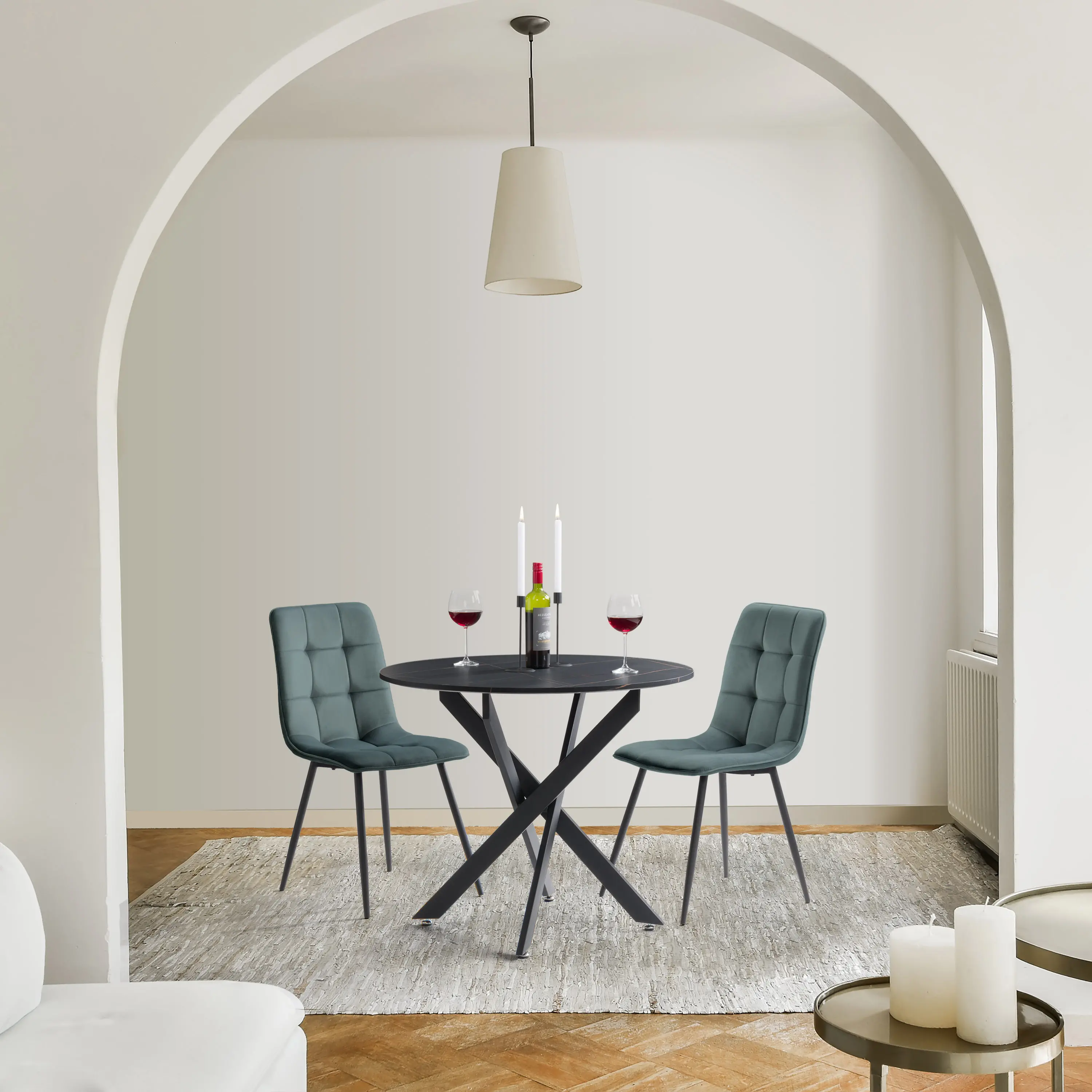 Nash Teal Velvet Side Chair, Set of 2-2