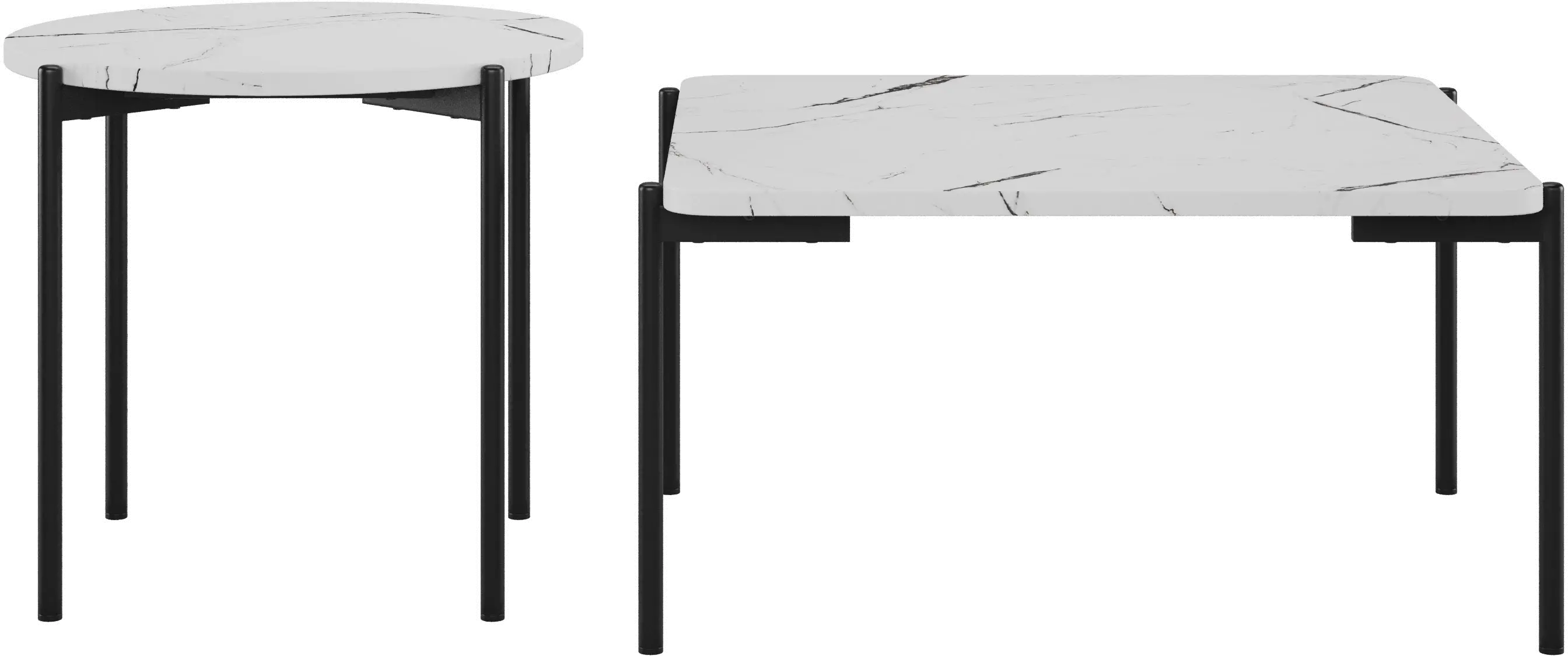 Arlo White Marble Coffee & End Table 2-Piece Set-1