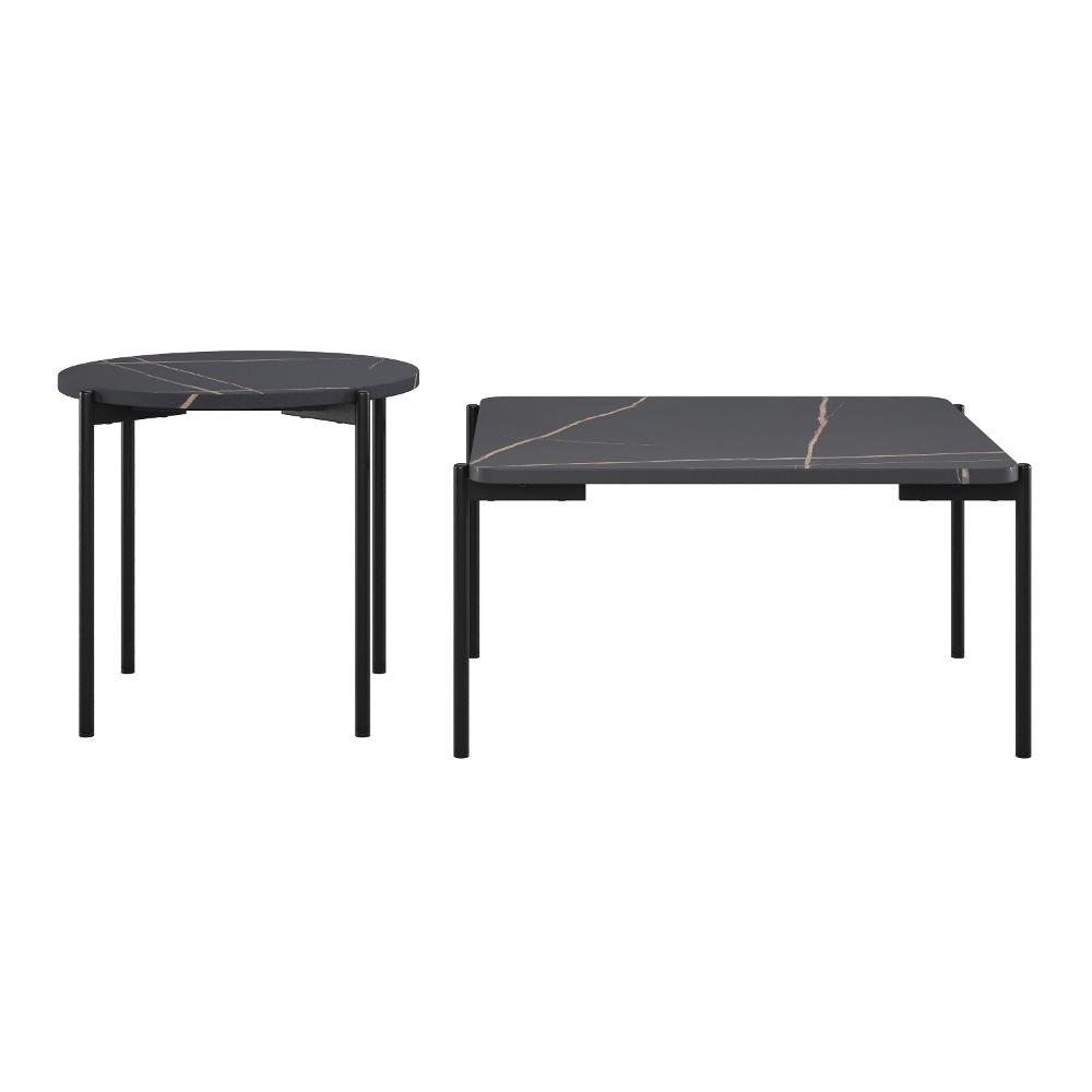 Arlo Black Marble Coffee & End Table 2-Piece Set