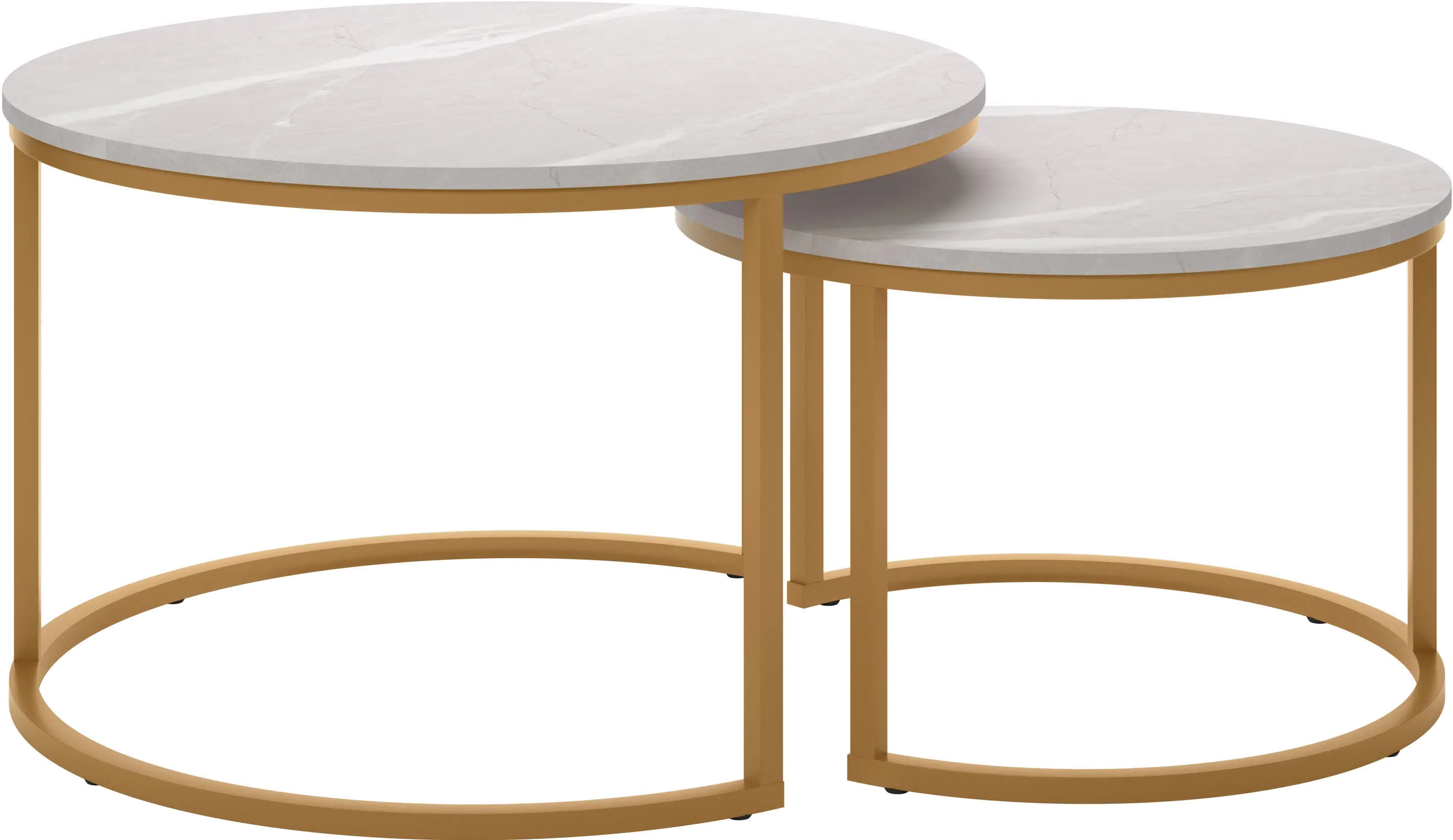 Fort Worth White Marble with Gold Base Nesting Coffee Table-1
