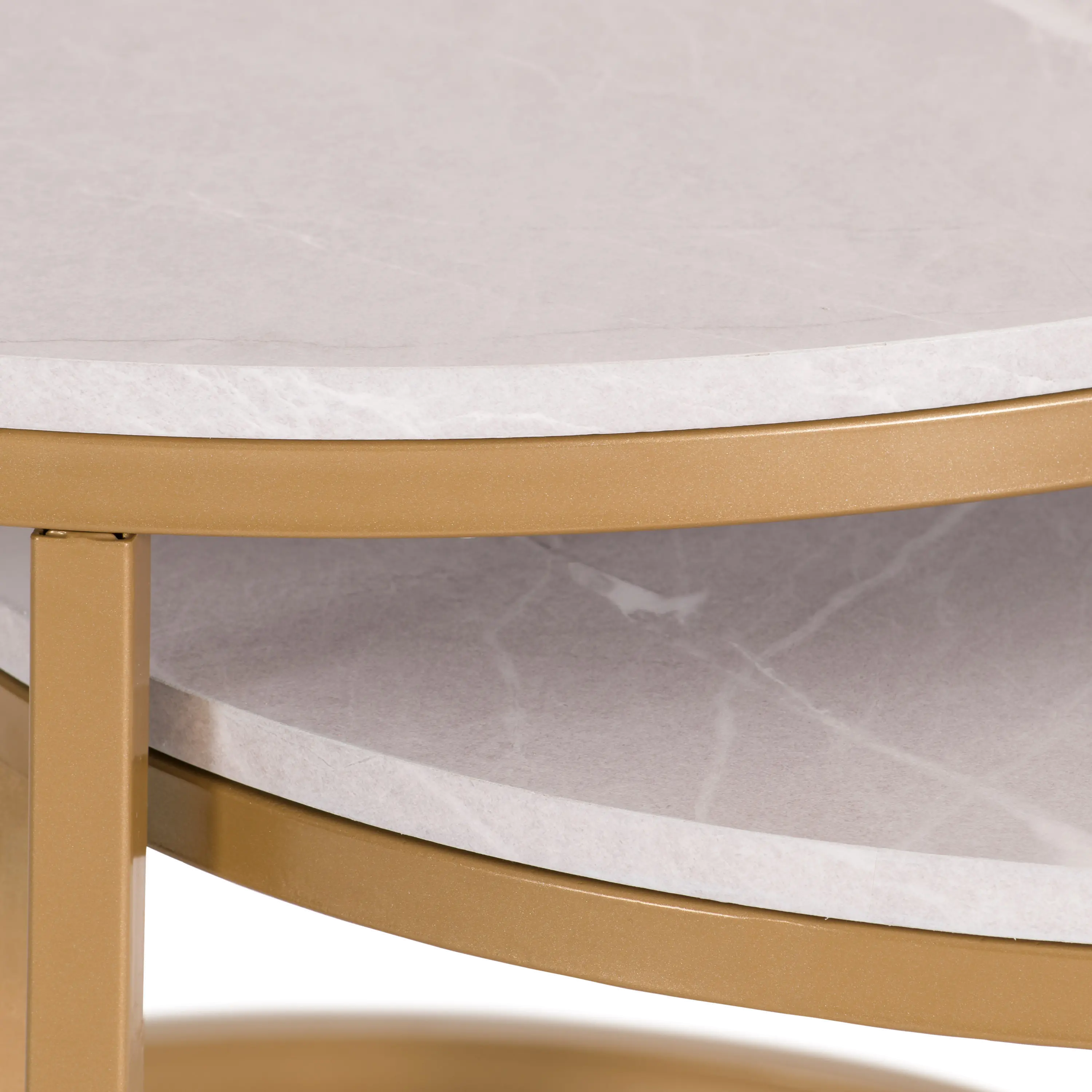 Fort Worth White Marble with Gold Base Nesting Coffee Table-5