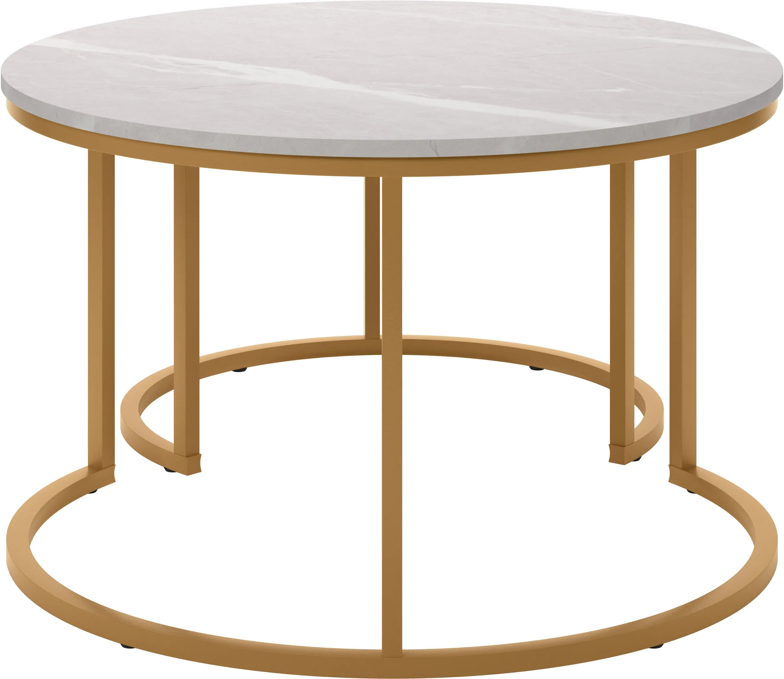 Fort Worth White Marble with Gold Base Nesting Coffee Table-6