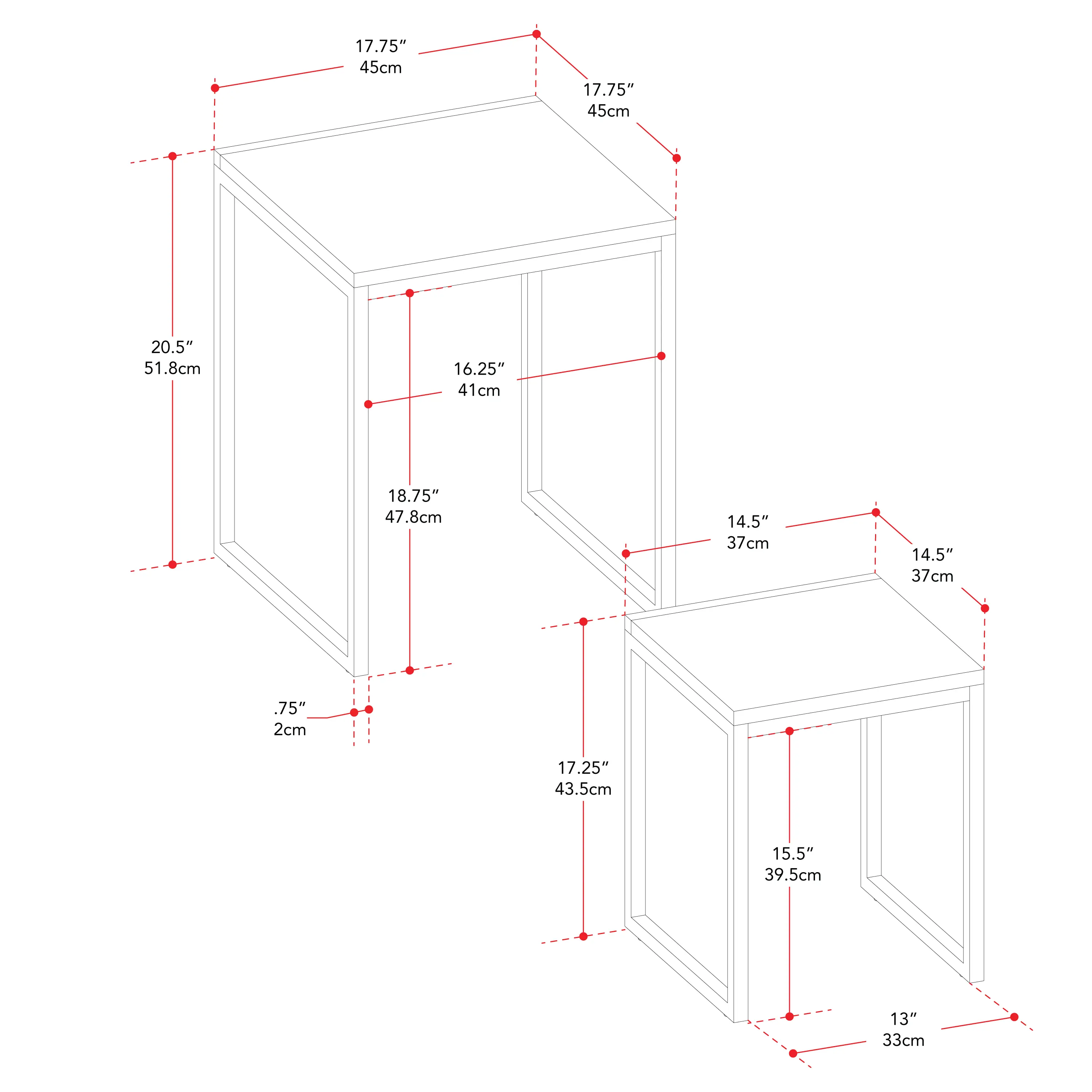 Fort Woth Brown Square Nesting Side Tables-3