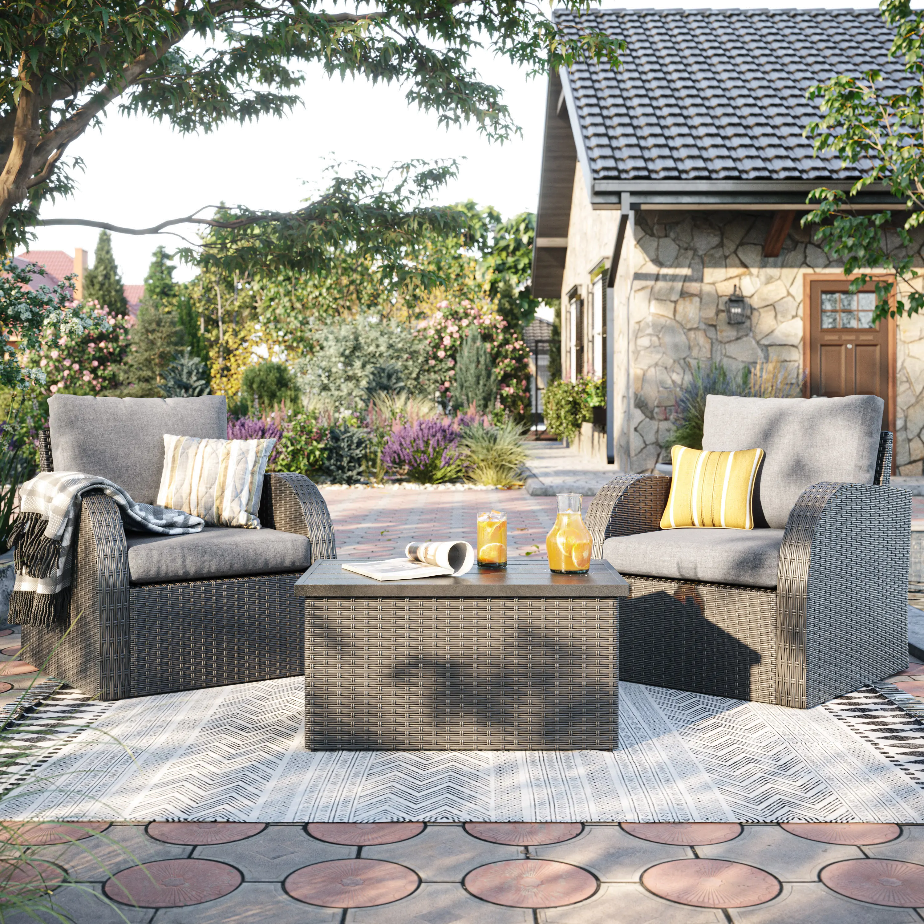 Brisbane Charcoal Gray Outdoor Wicker Chair-2