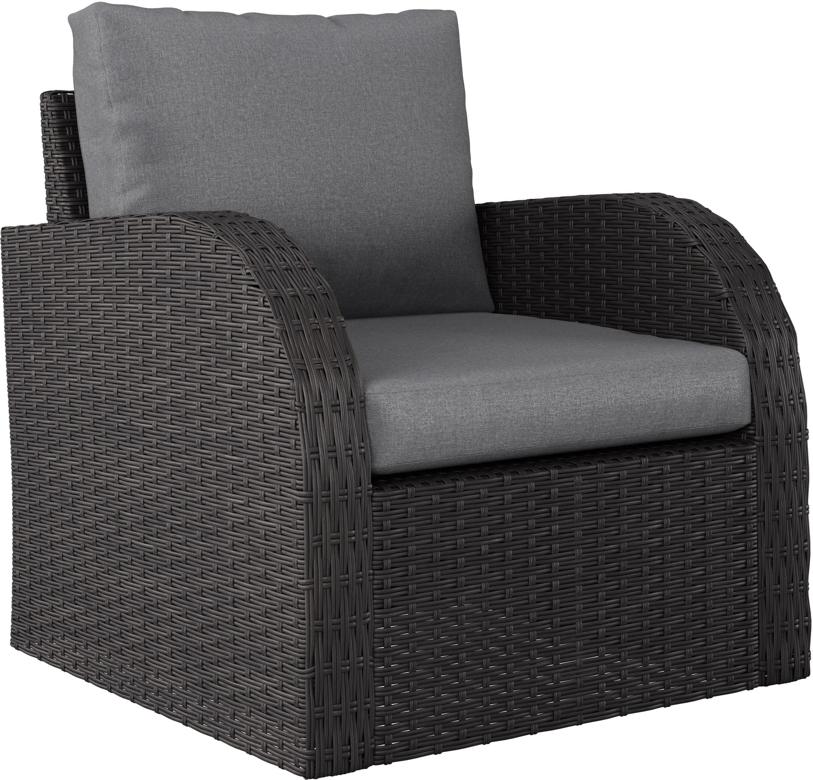 Brisbane Charcoal Gray Outdoor Wicker Chair-3