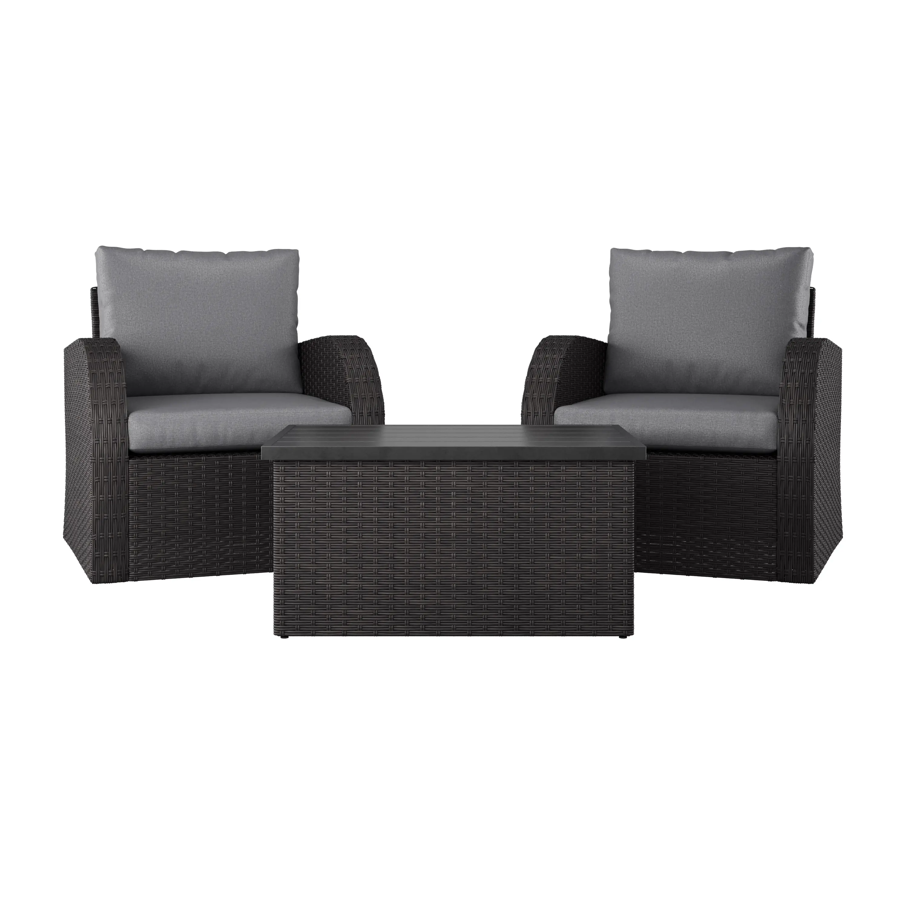Brisbane Gray Outdoor Wicker Table and Chairs Set-1