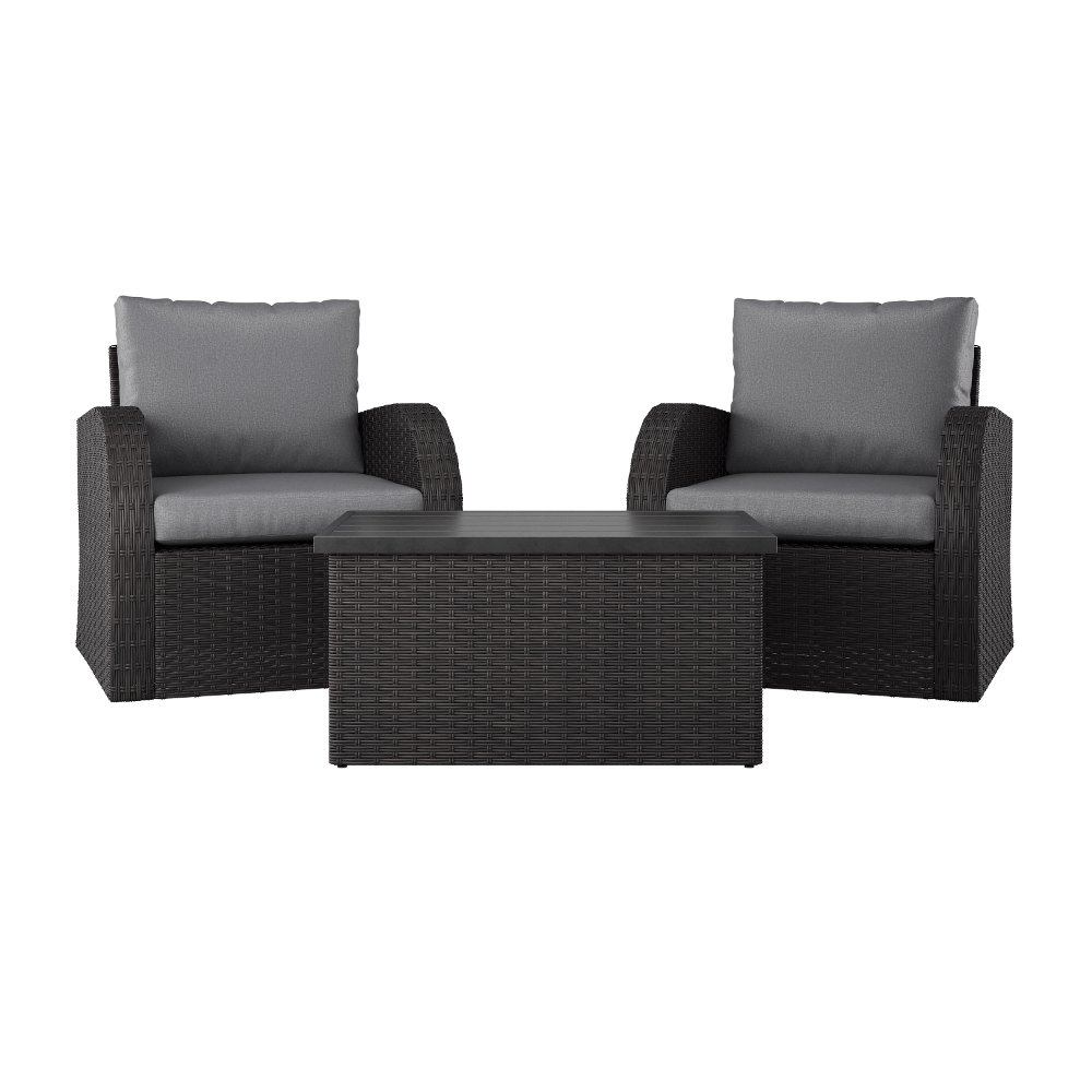 Brisbane Gray Outdoor Wicker Table and Chairs Set