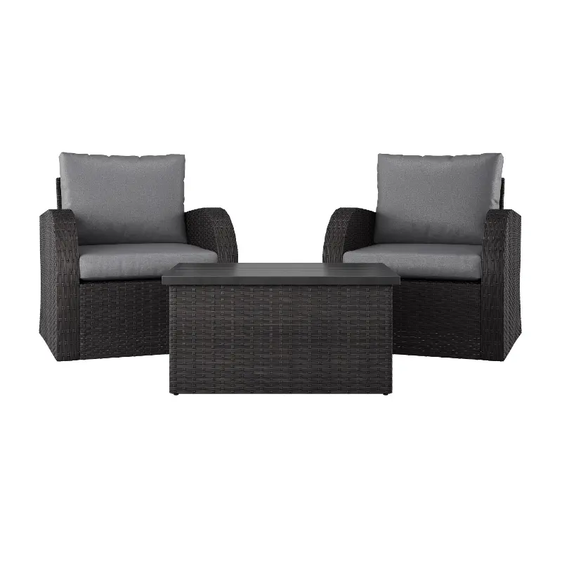 Brisbane Gray Outdoor Wicker Table and Chairs Set