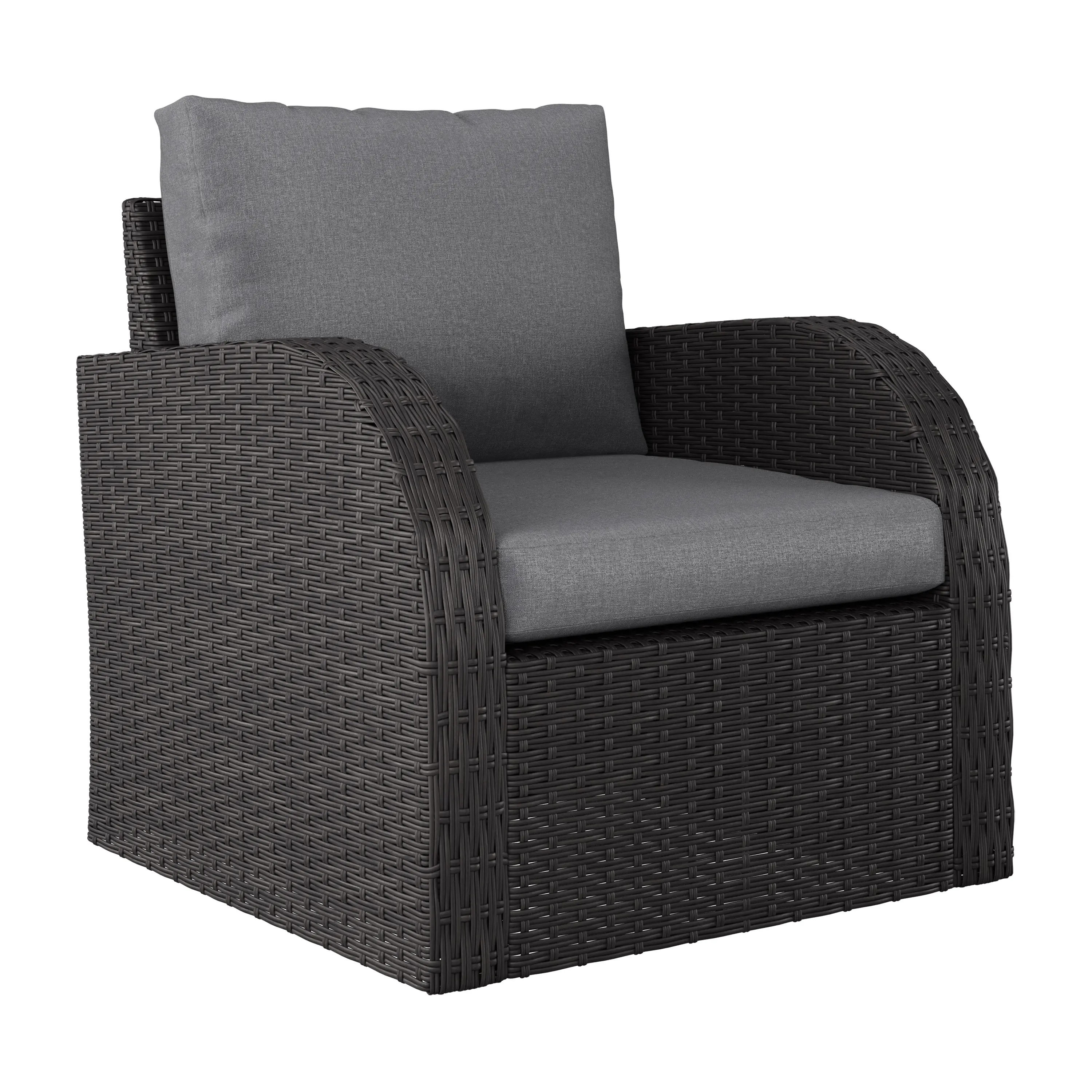 Brisbane Gray Outdoor Wicker Table and Chairs Set-4