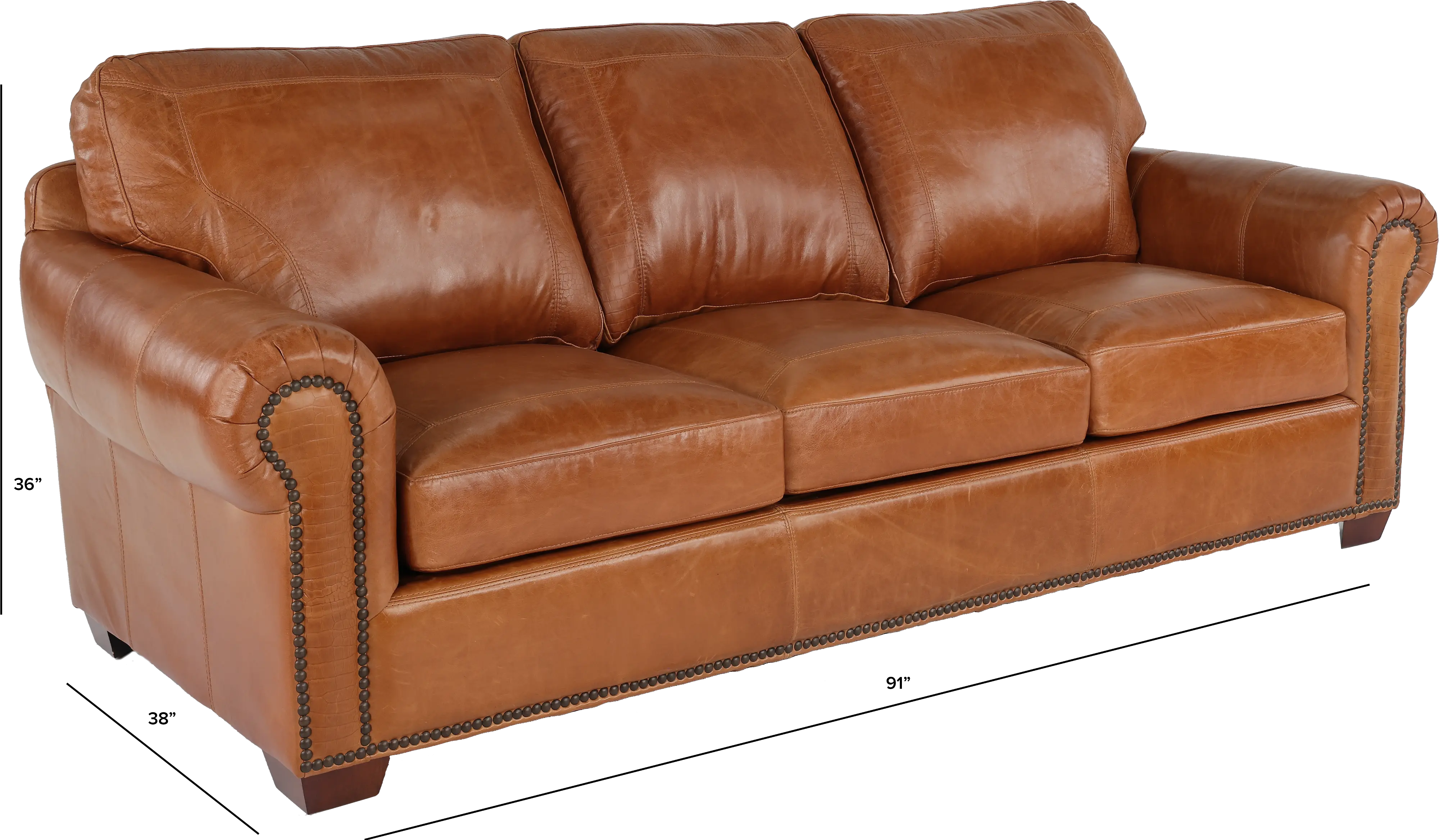 Tahoe Saddle Brown Leather Sofa Bed-3
