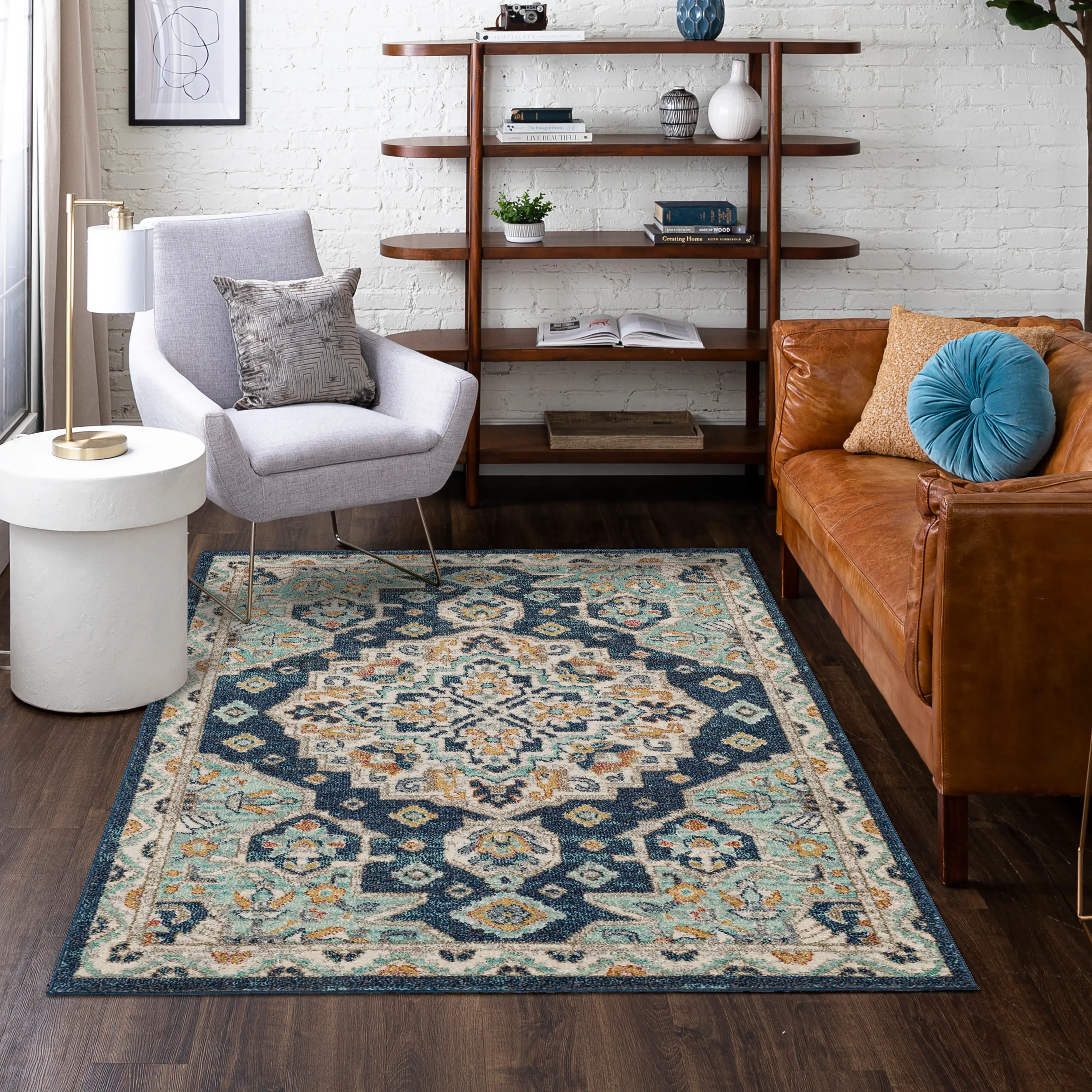 IE308-103/5X8-JENN Whimsey 5 x 8 Jennings Ornamental Blue Area Rug-6