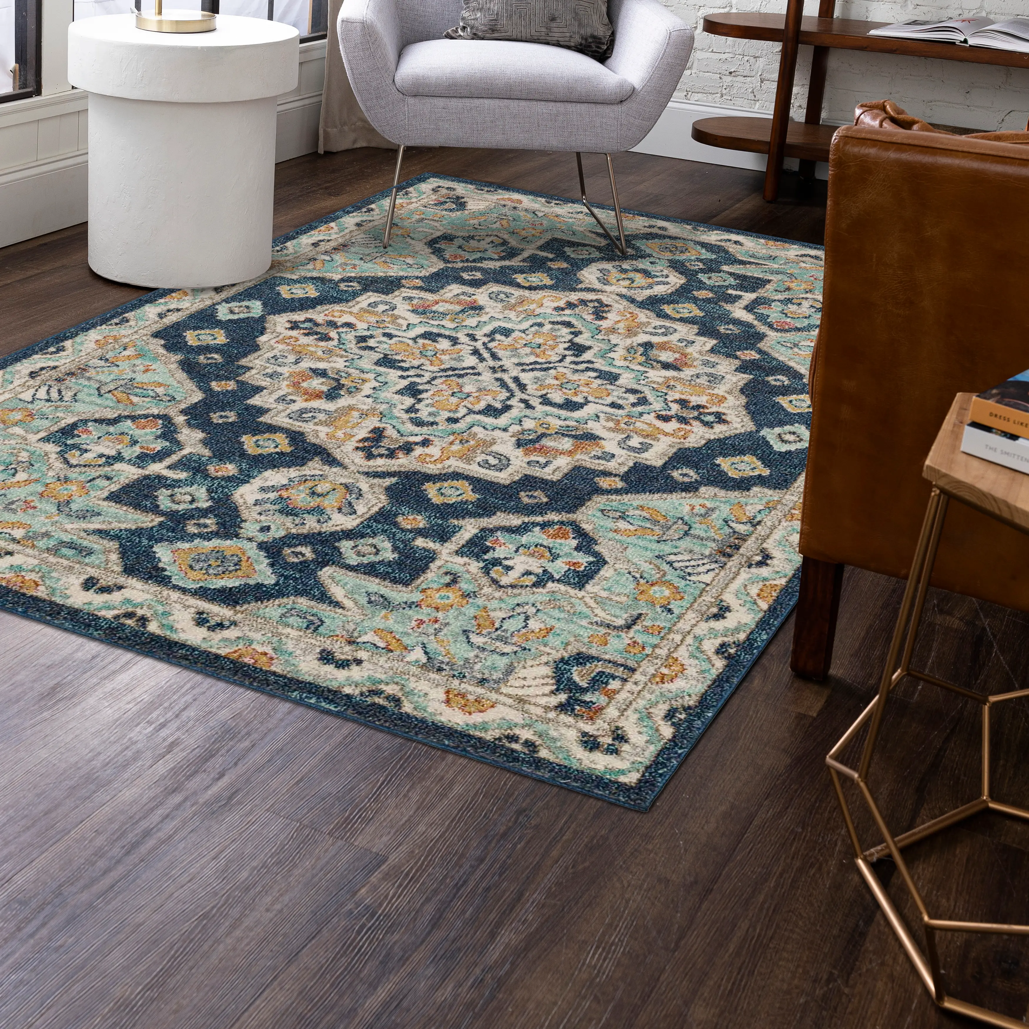 IE308-103/5X8-JENN Whimsey 5 x 8 Jennings Ornamental Blue Area Rug-7