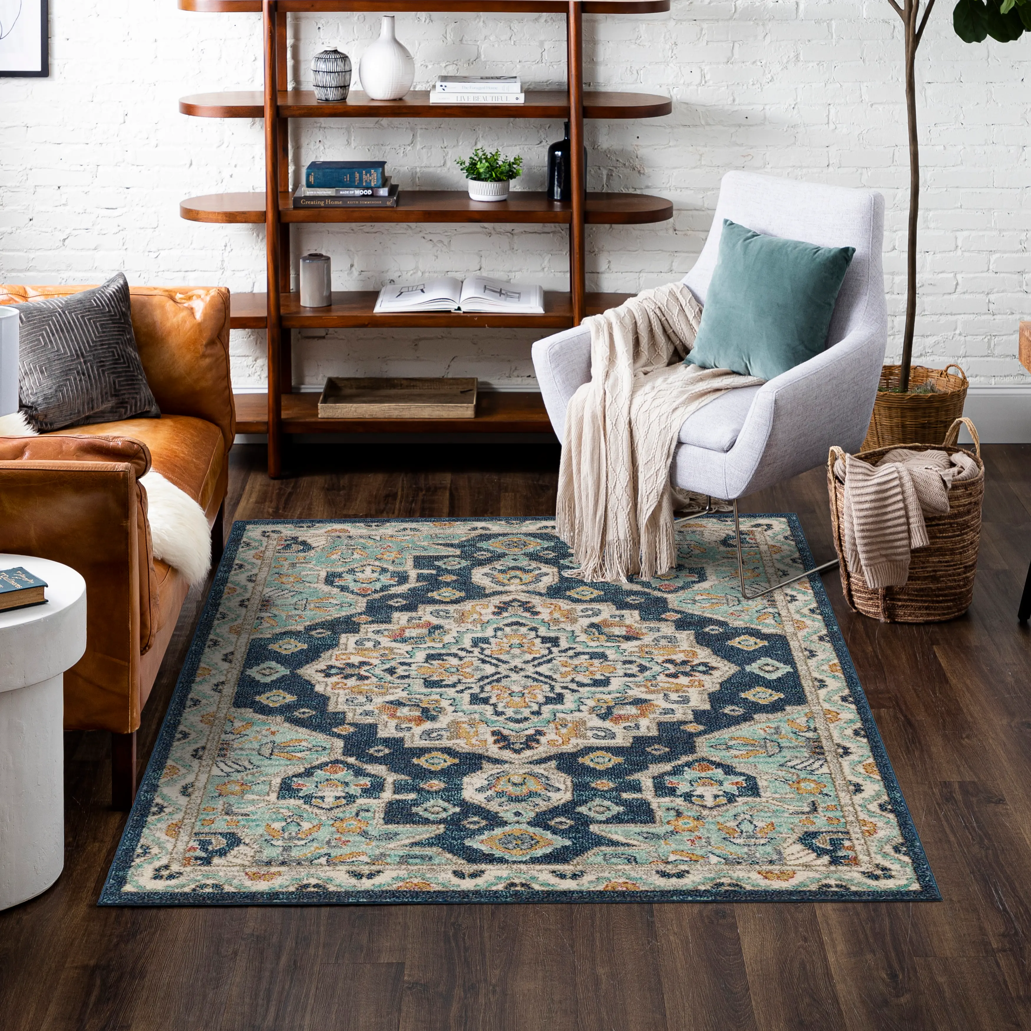 IE308-103/5X8-JENN Whimsey 5 x 8 Jennings Ornamental Blue Area Rug-2