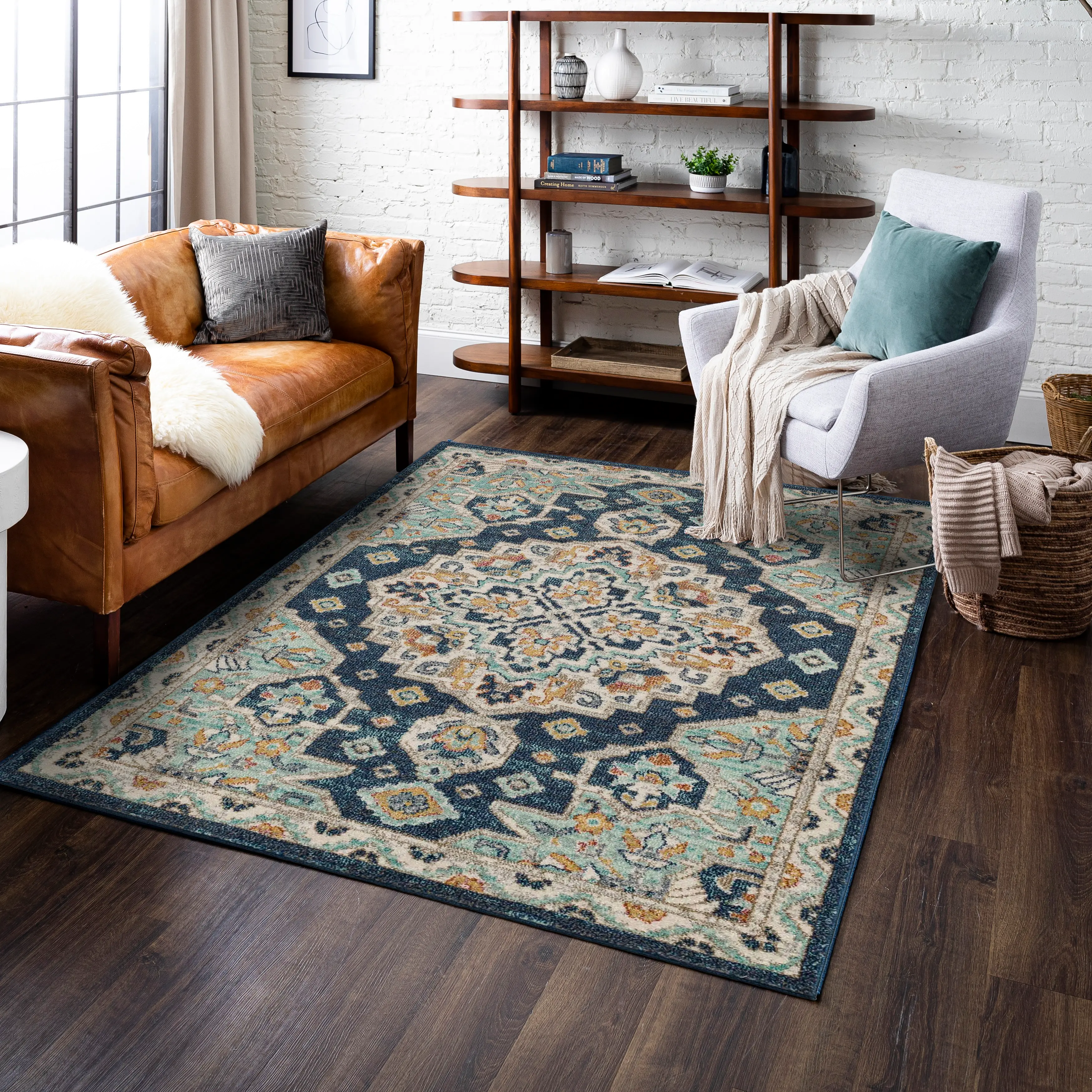 IE308-103/5X8-JENN Whimsey 5 x 8 Jennings Ornamental Blue Area Rug-3