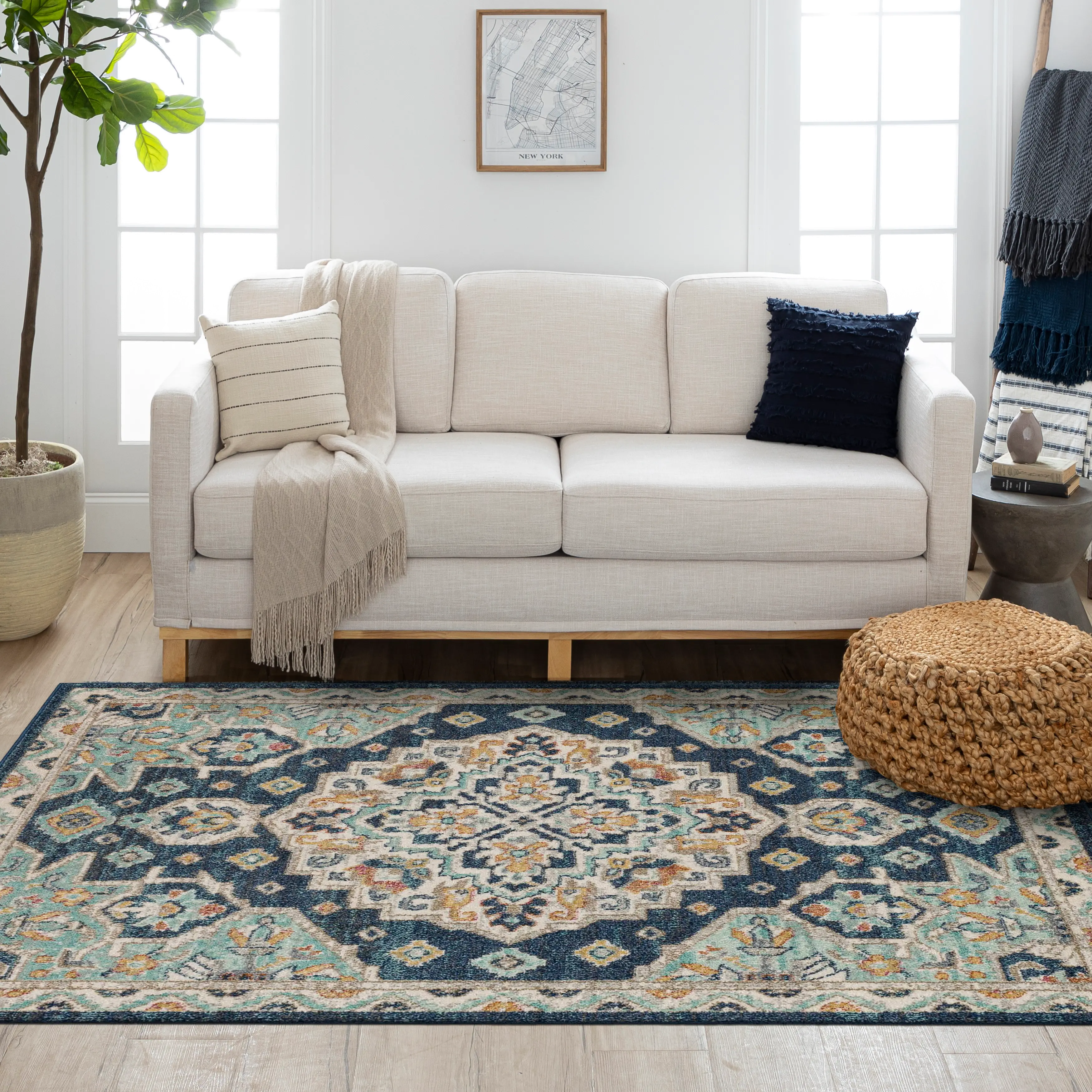 IE308-103/5X8-JENN Whimsey 5 x 8 Jennings Ornamental Blue Area Rug-4