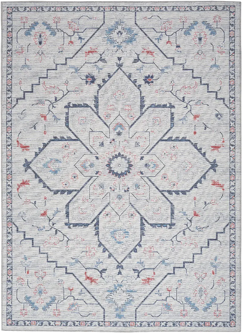 Nicole Curtis 5 x 7 Classic Blue and Ivory Area Rug