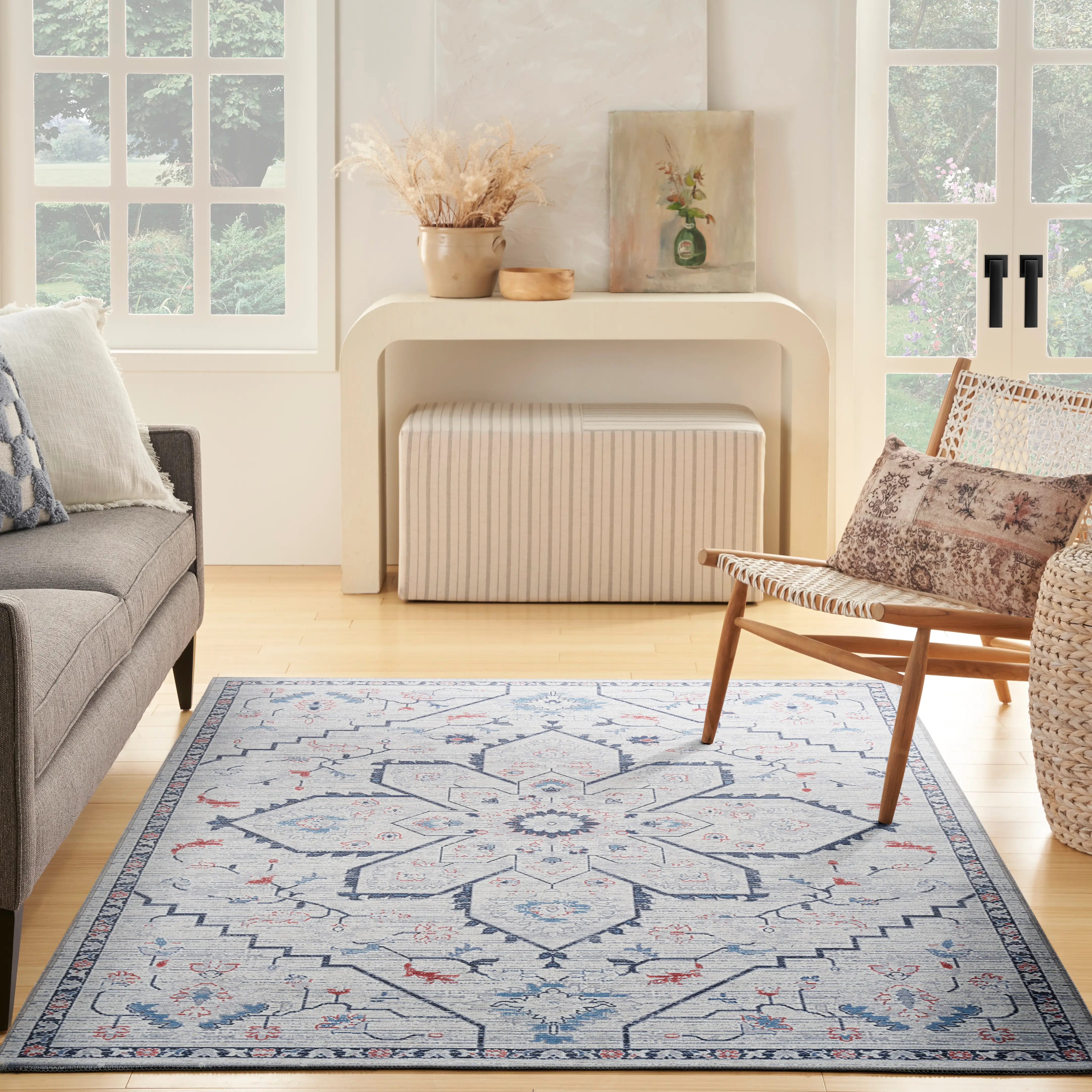 SR110/5X8-NCR01-RUG Nicole Curtis 5 x 7 Classic Blue and Ivory Area Rug-3