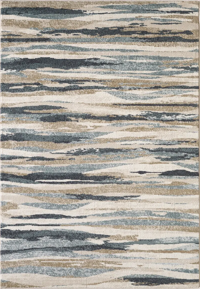 Avalon 5 x 8 Ivory Blue Landscape Area Rug