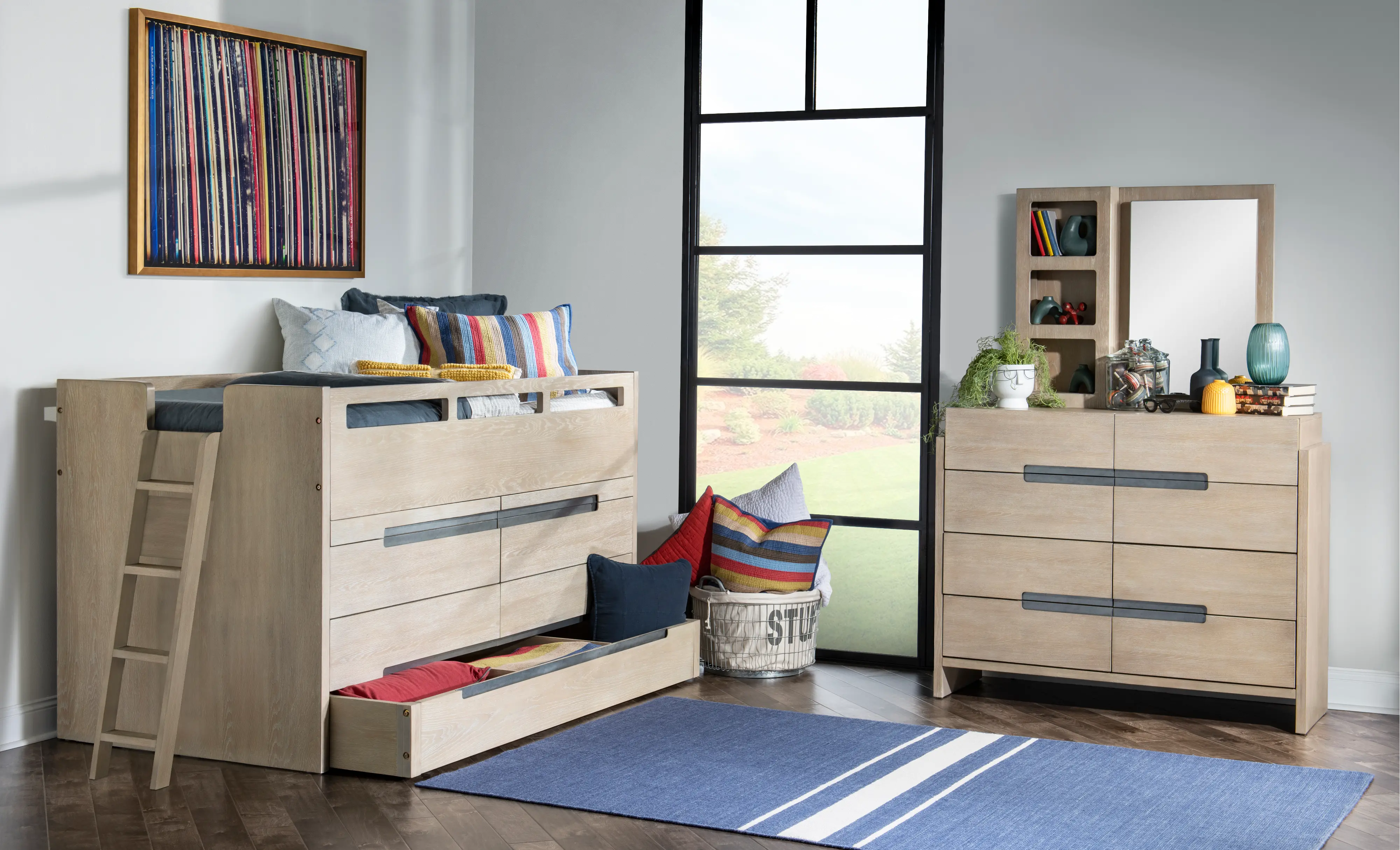 District Weathered Oak Twin Captain's Bed-2