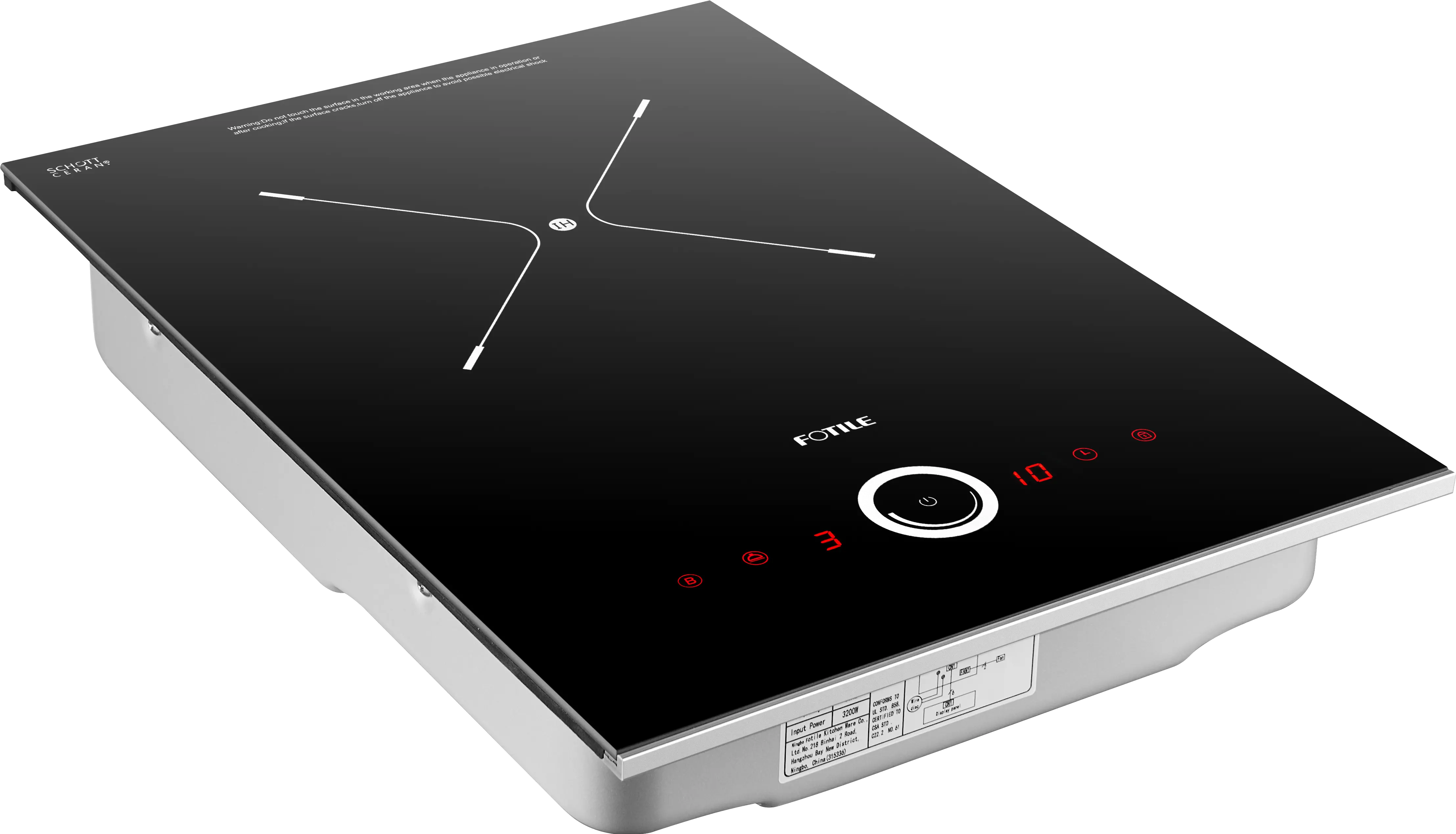 FOTILE 12” Induction Cooktop in Black Schott Ceramic Glass-2